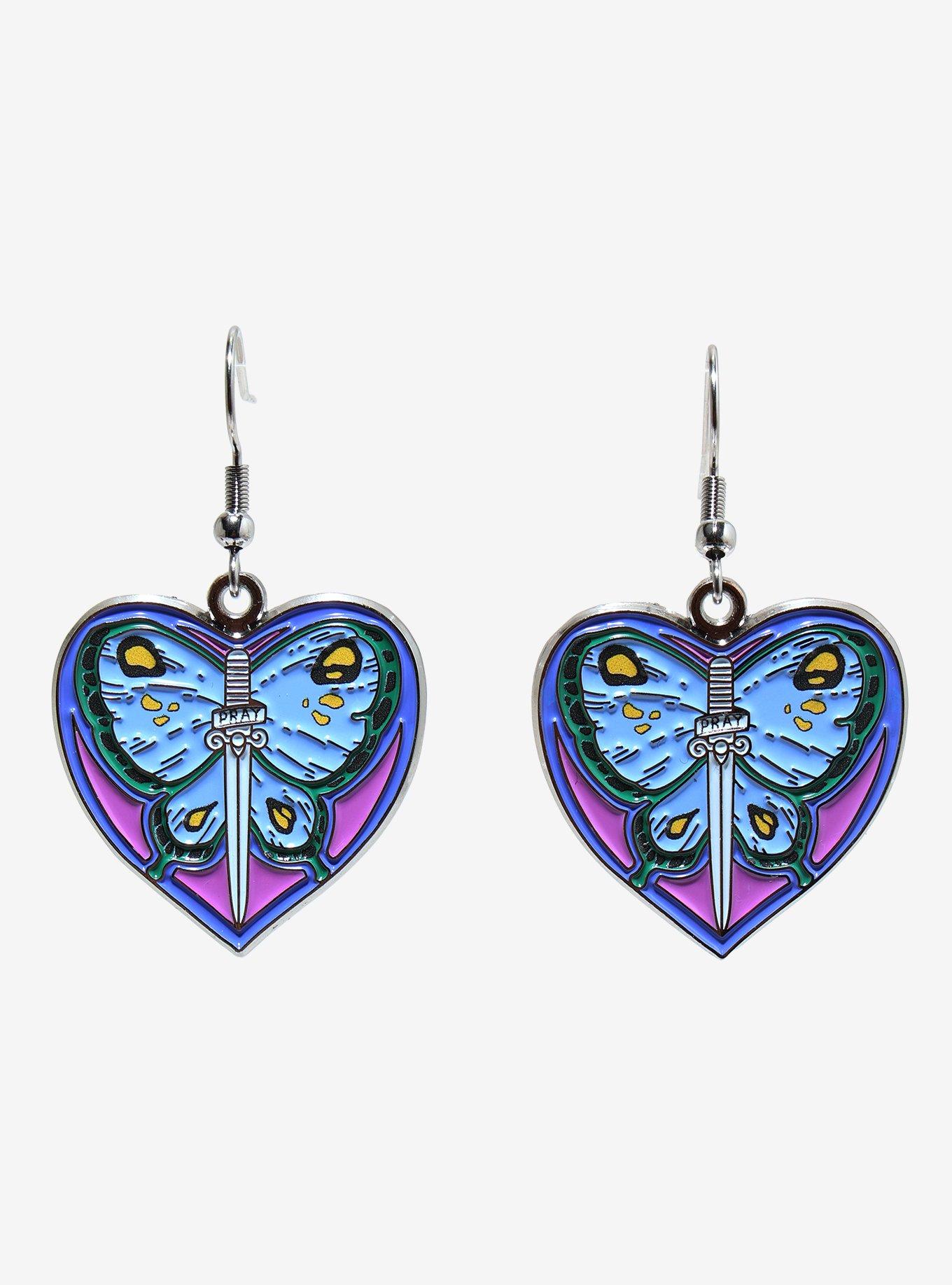 JoJo's Bizarre Adventure Jolyne Butterfly Heart Drop Earrings, , hi-res