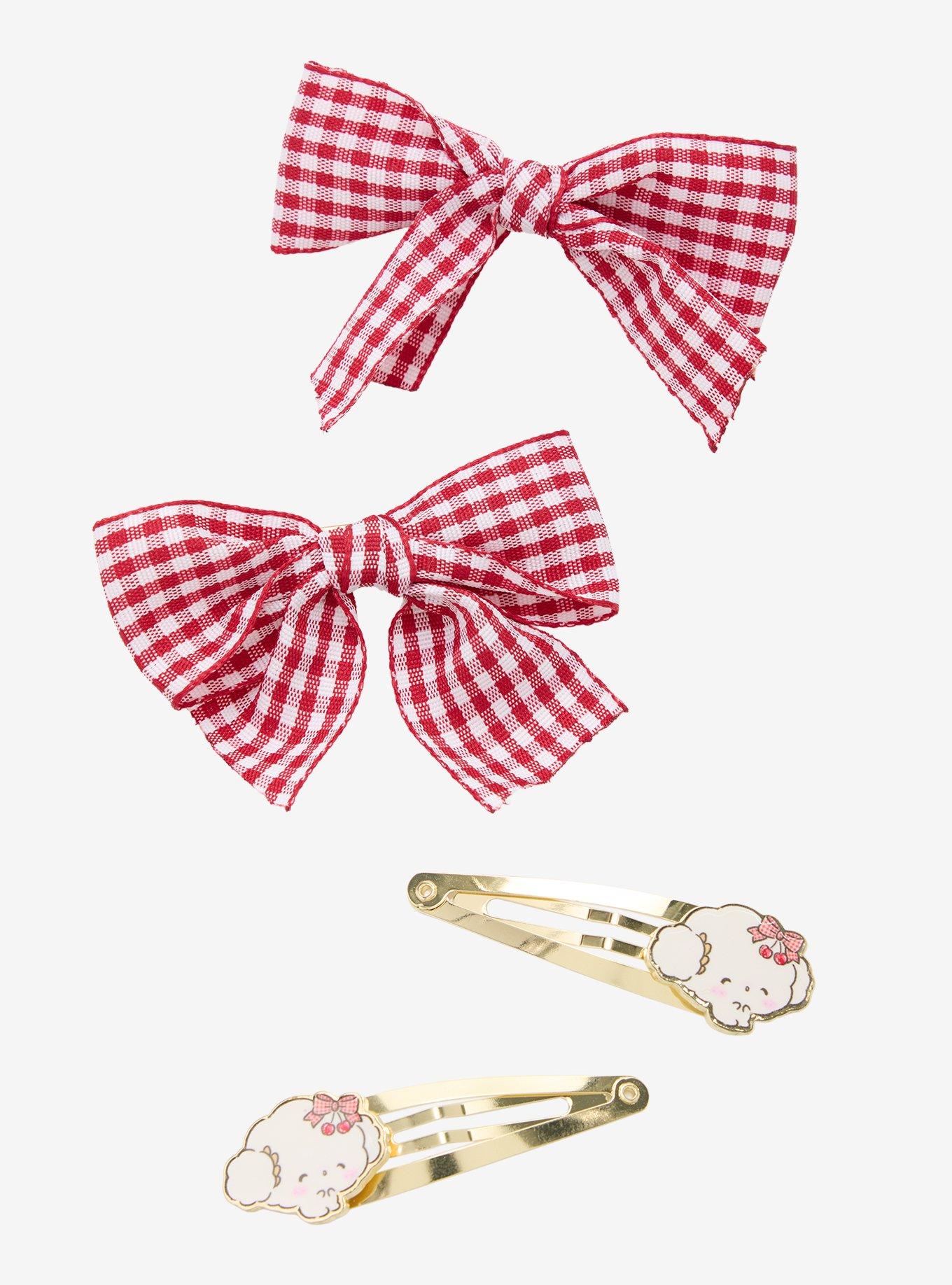 Cogimyun Gingham Bow Hair Clip Set, , hi-res