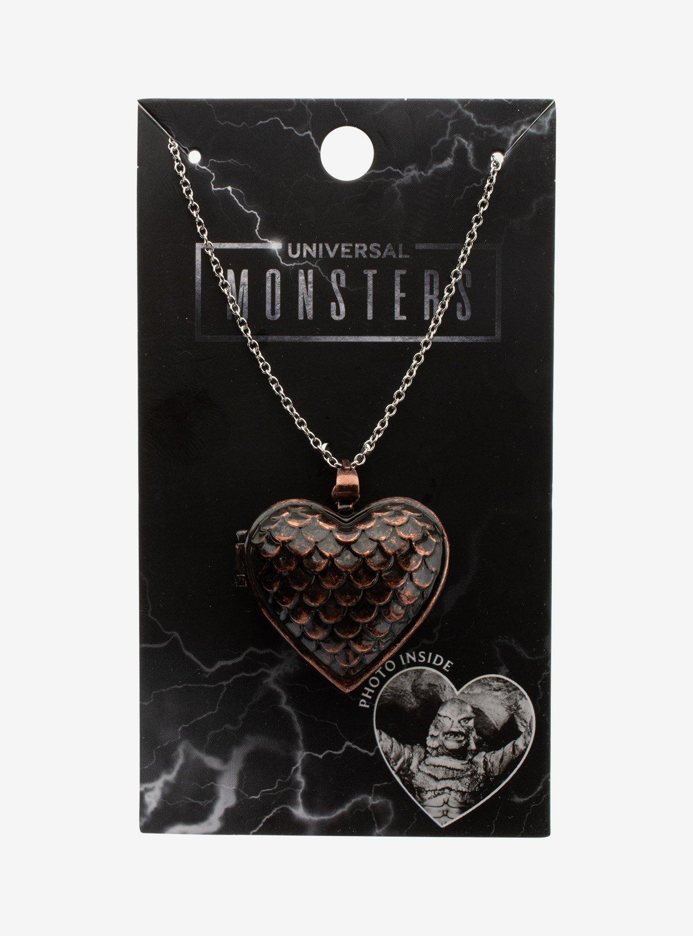 Universal Monsters Creature From The Black Lagoon Heart Locket Necklace, , alternate - view 4