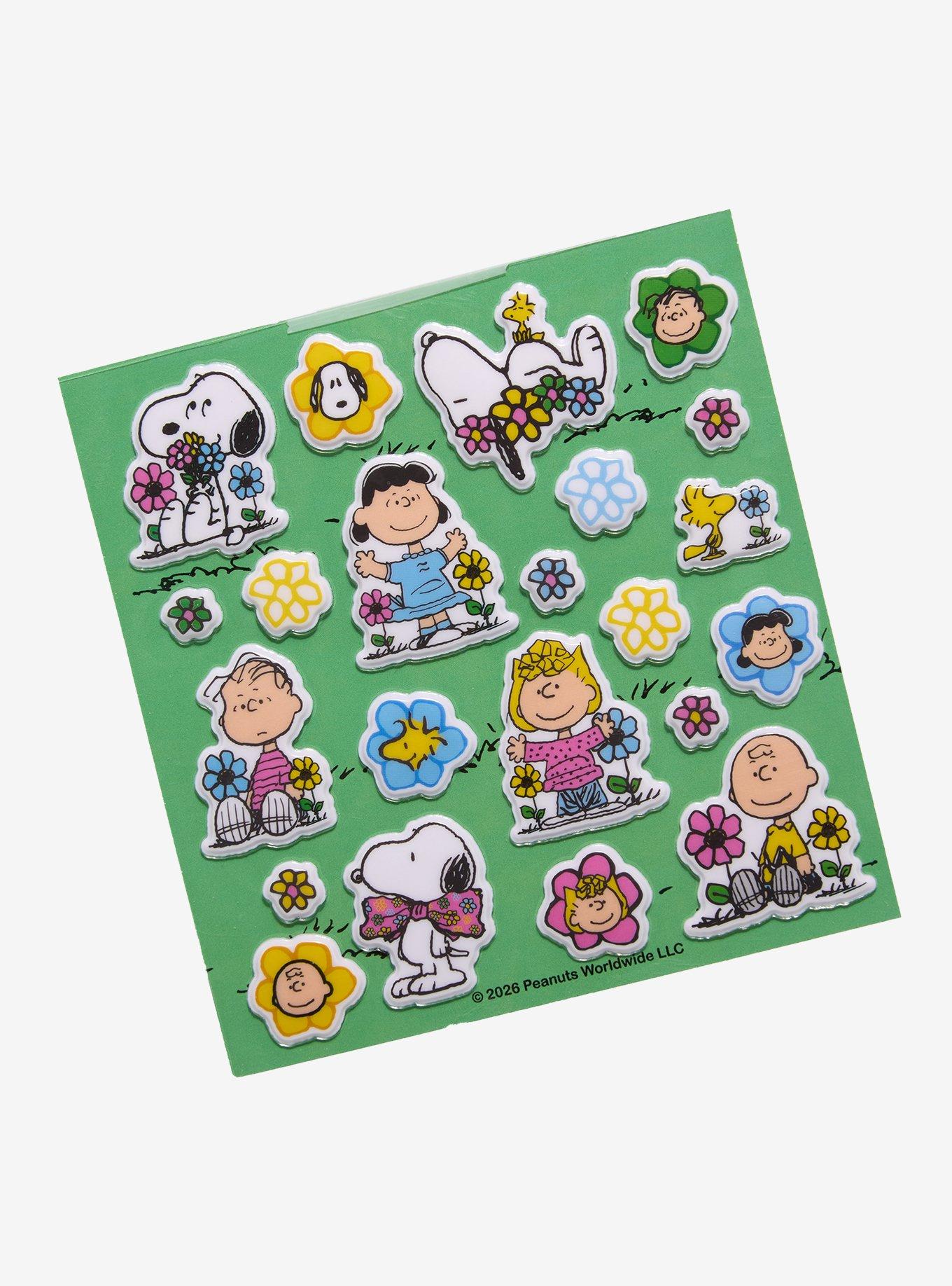 Whatever! Makes You Happy x Peanuts Floral Characters Puffy Sticker Sheet, , hi-res