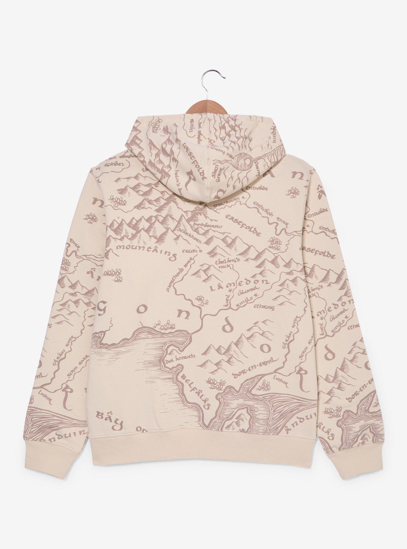 The Lord of The Rings Middle-earth Map Allover Print Hoodie - BoxLunch Exclusive, , hi-res