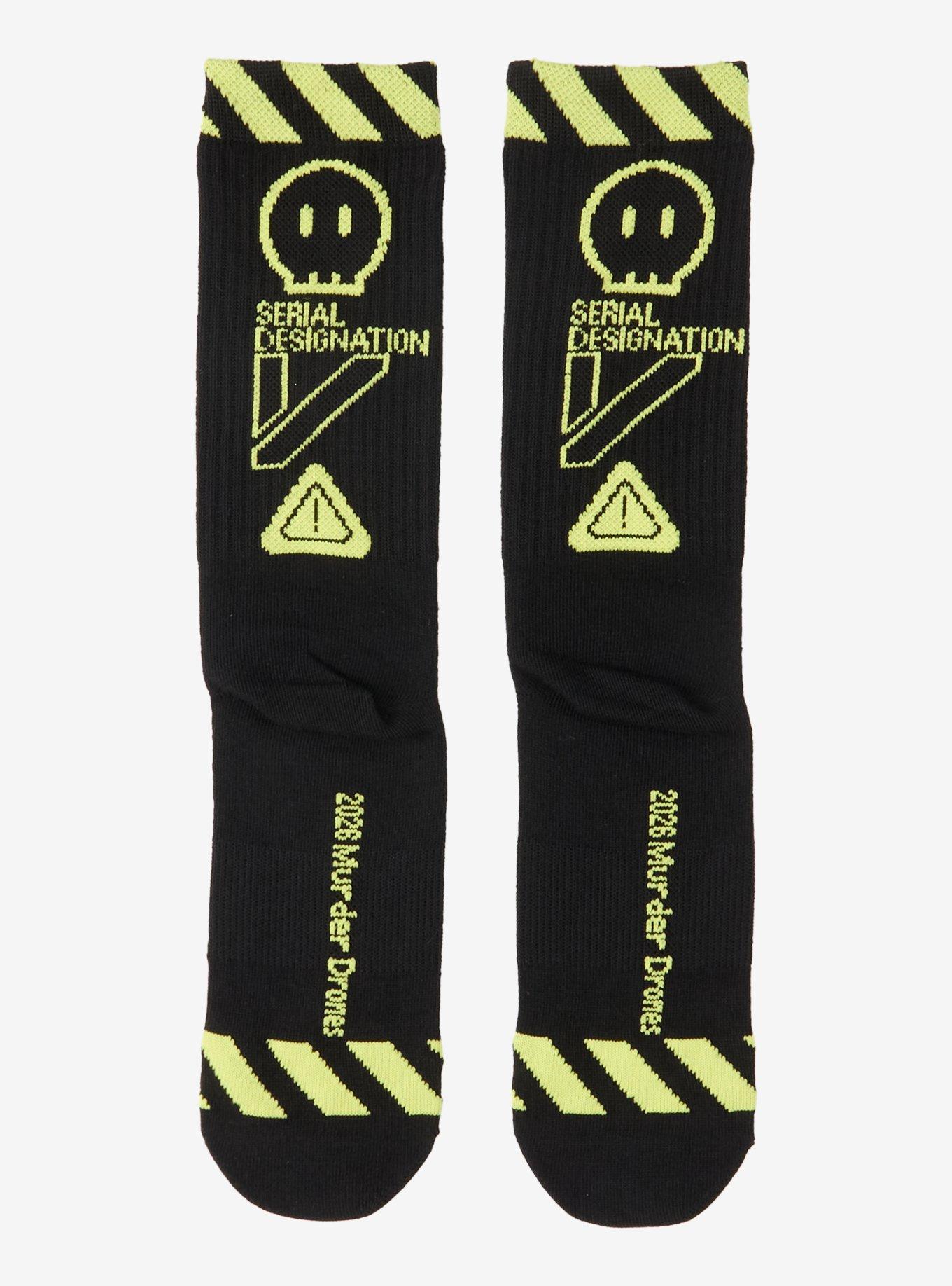 Murder Drones Hazard Symbol Crew Socks, , hi-res