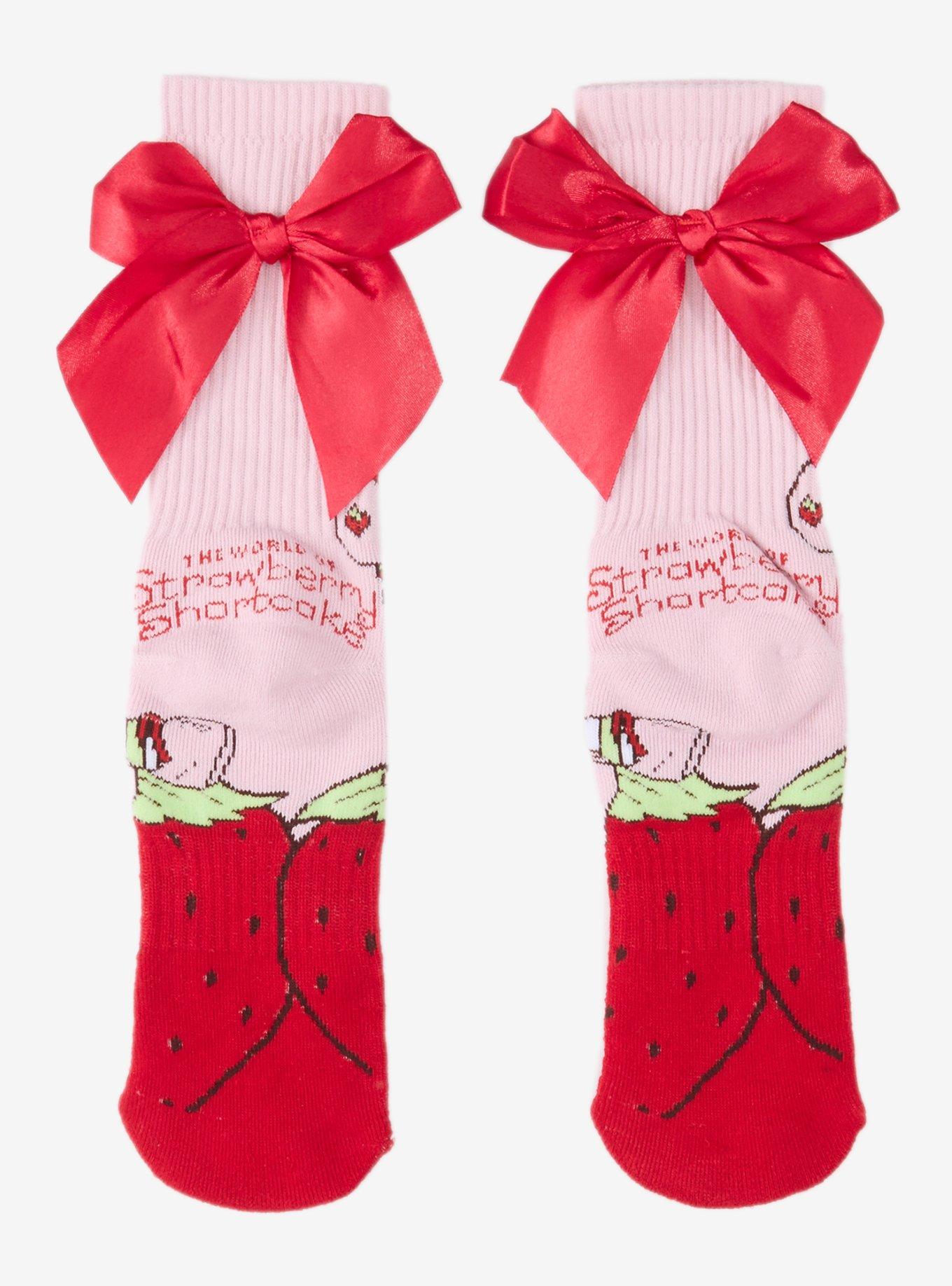 Strawberry Shortcake Ribbon Bow Crew Socks, , hi-res