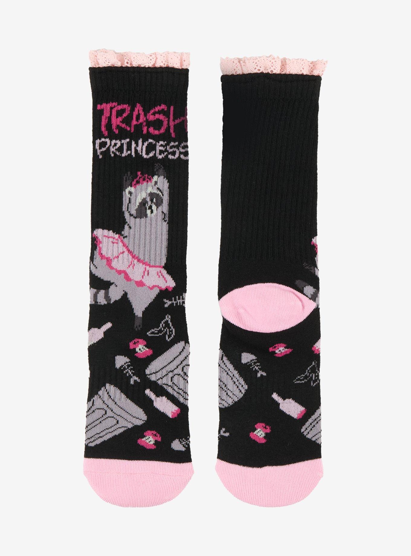 Raccoon Princess Lace Ruffle Crew Socks, , hi-res