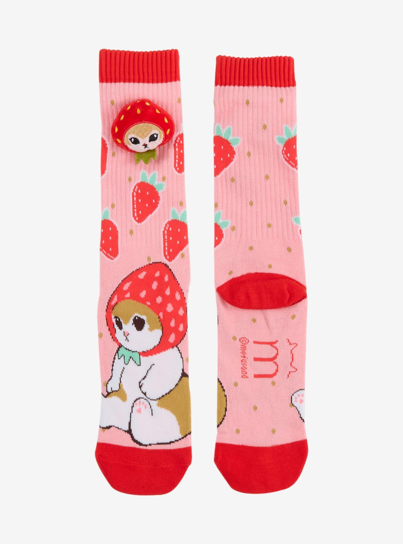 Mofusand Strawberry Plush Crew Socks, , hi-res