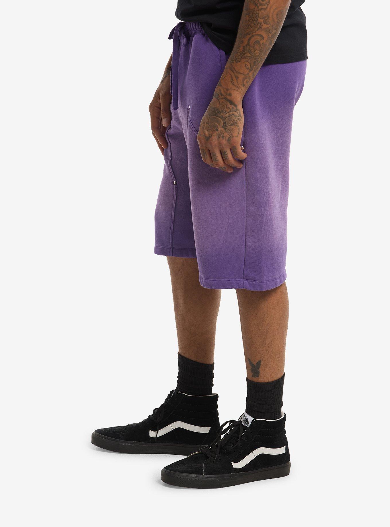 Purple Panel Studded Lounge Shorts, , hi-res