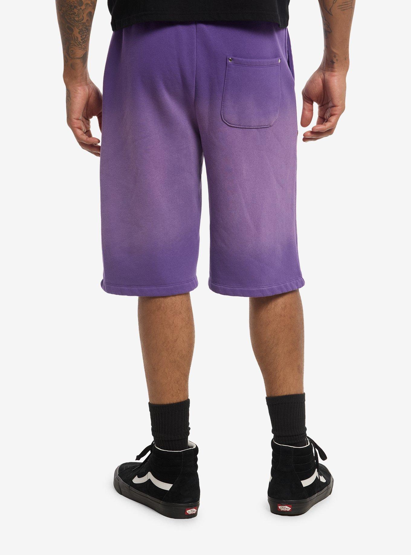 Purple Panel Studded Lounge Shorts, PURPLE, alternate - view 3