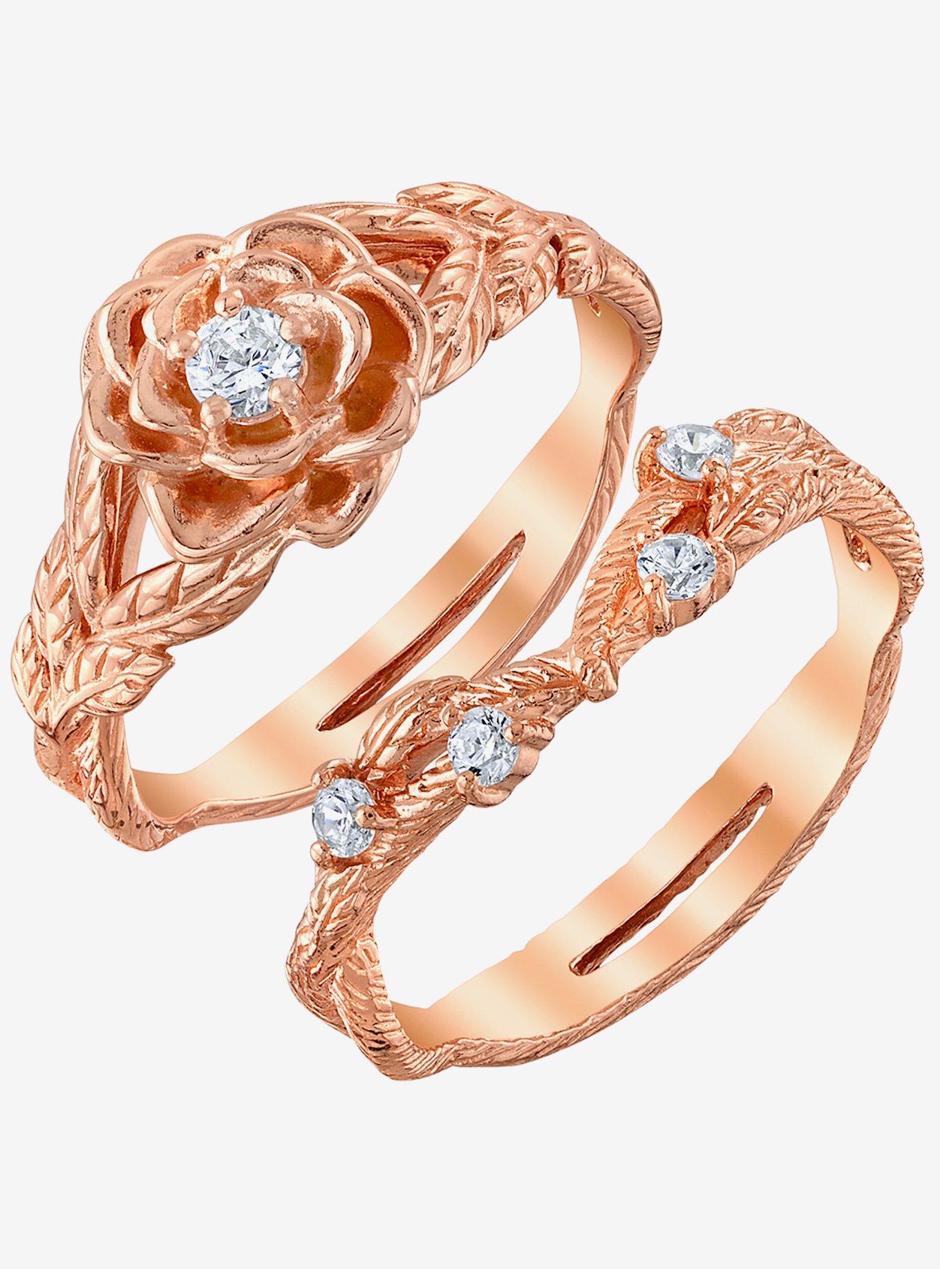 Disney x RockLove Beauty And The Beast Belle Rose Stacker Rings, , hi-res