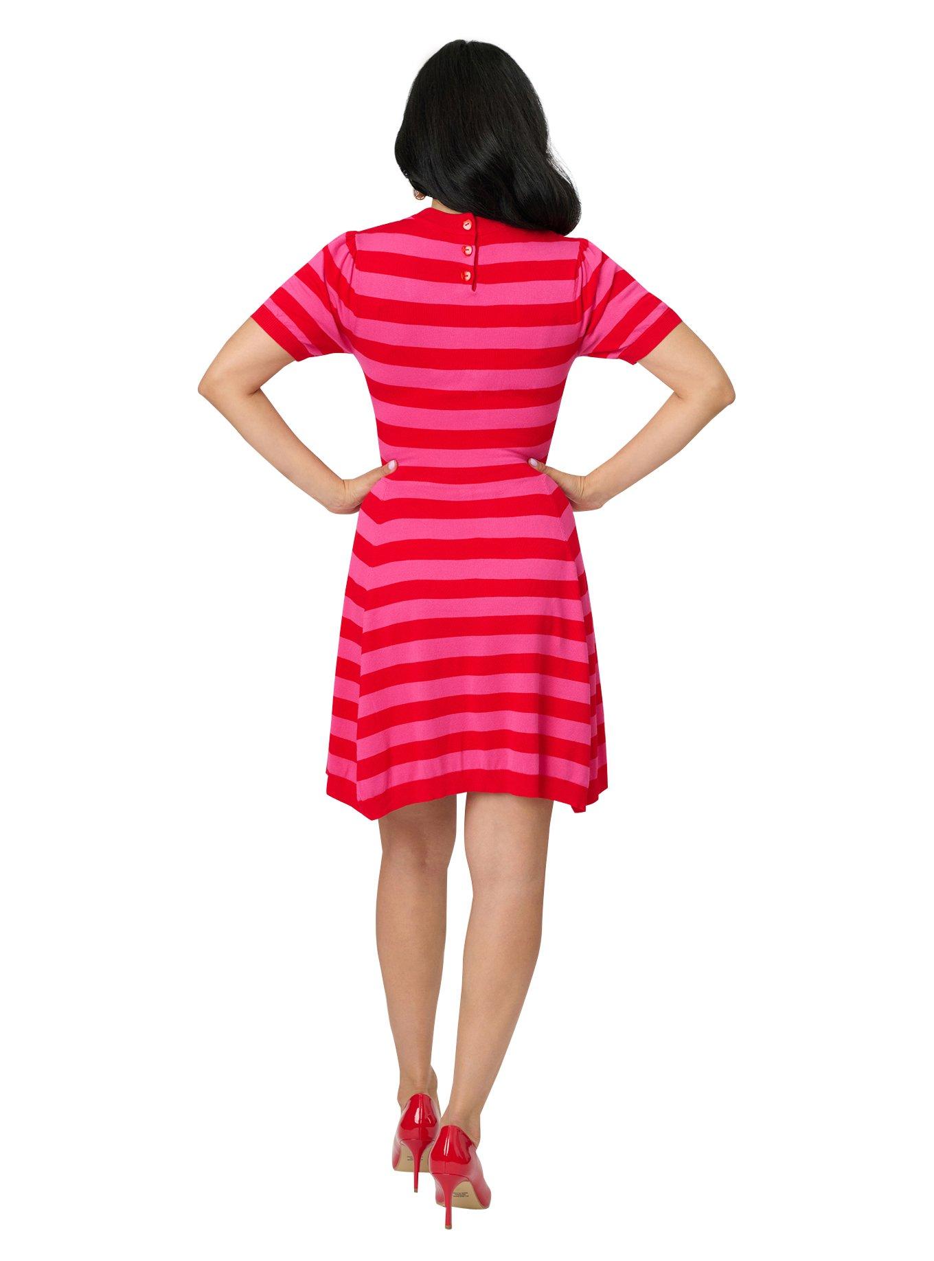 Smak Parlour Red & Hot Pink Heart Cutout Flare Dress, , hi-res