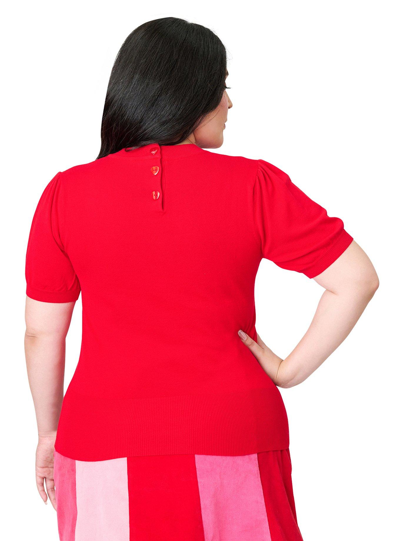 Smak Parlour Plus Size Red Keyhole Heart Sweater, , hi-res