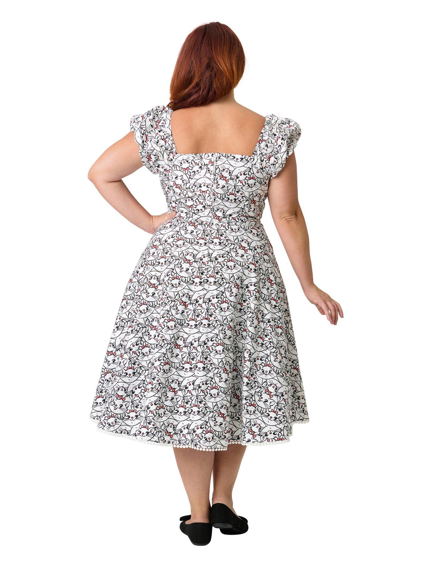 Disney Aristocats Collection by Unique Vintage Disney Plus Size Marie All Over Print Swing Dress, , hi-res
