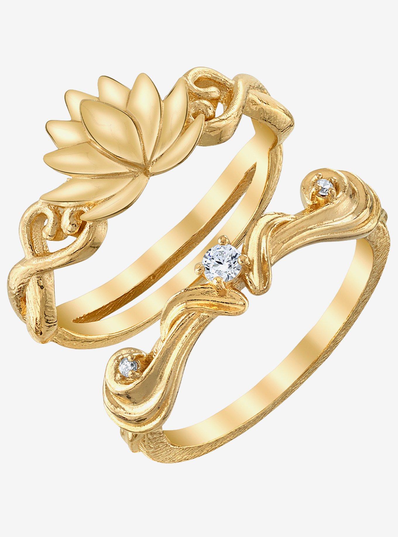 Disney x RockLove Aladdin Jasmine Lotus Stacker Rings, , hi-res