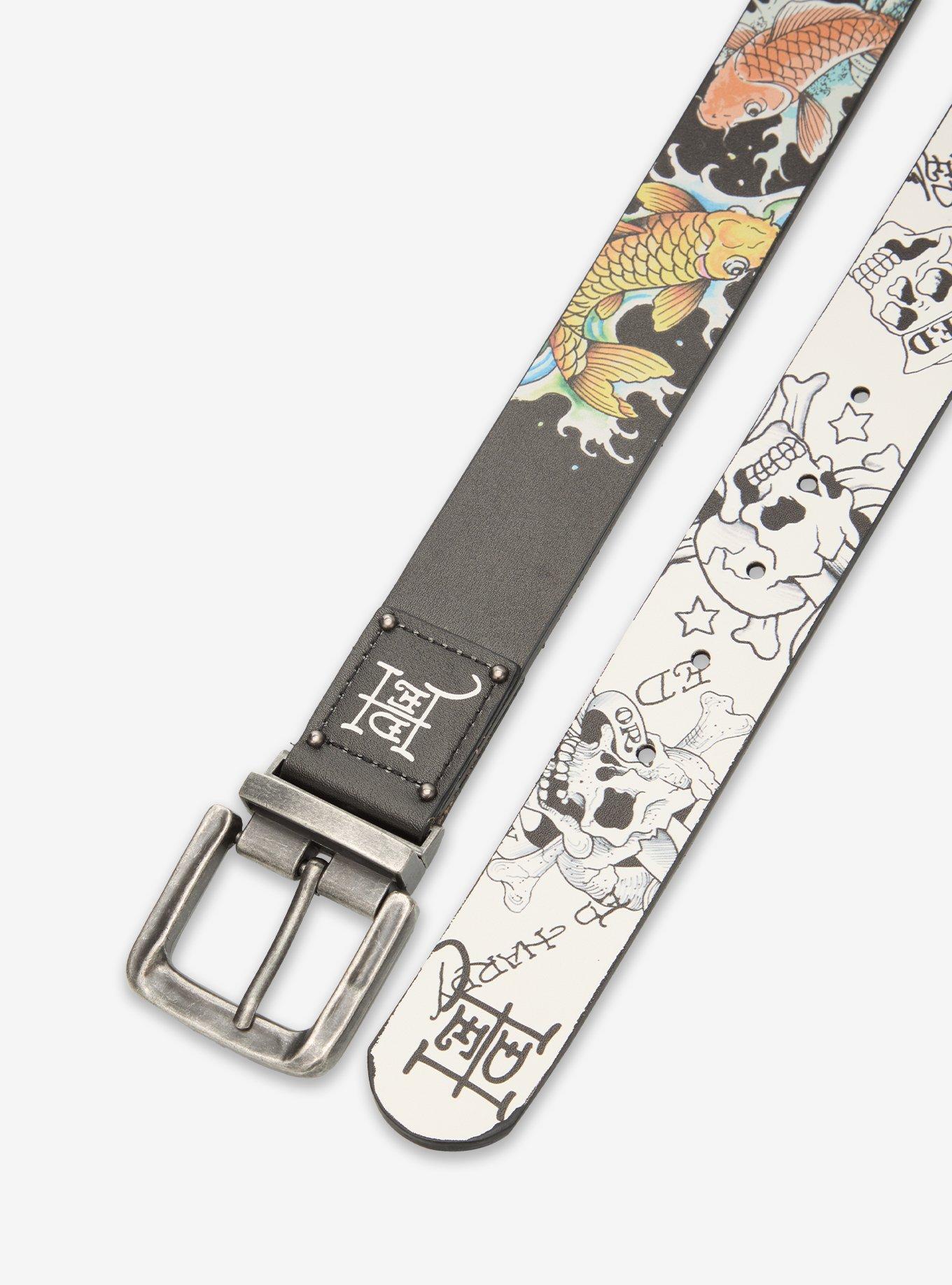 Ed Hardy Skull Fish Reversible Belt, MULTI, alternate