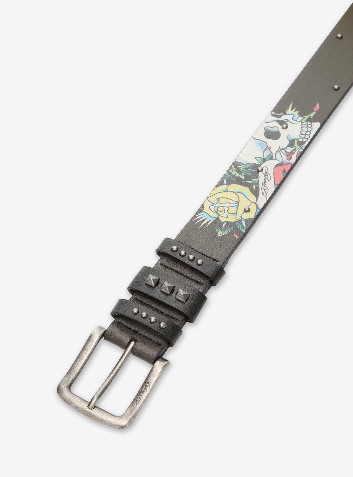 Ed Hardy Tattoo Skull Stud Belt, MULTI, alternate