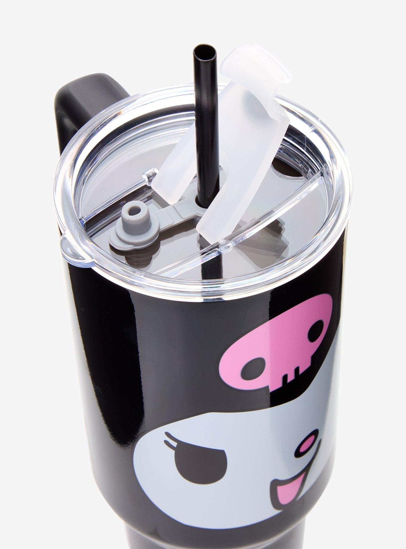 Sanrio Kuromi Face Straw Tumbler with Handle
