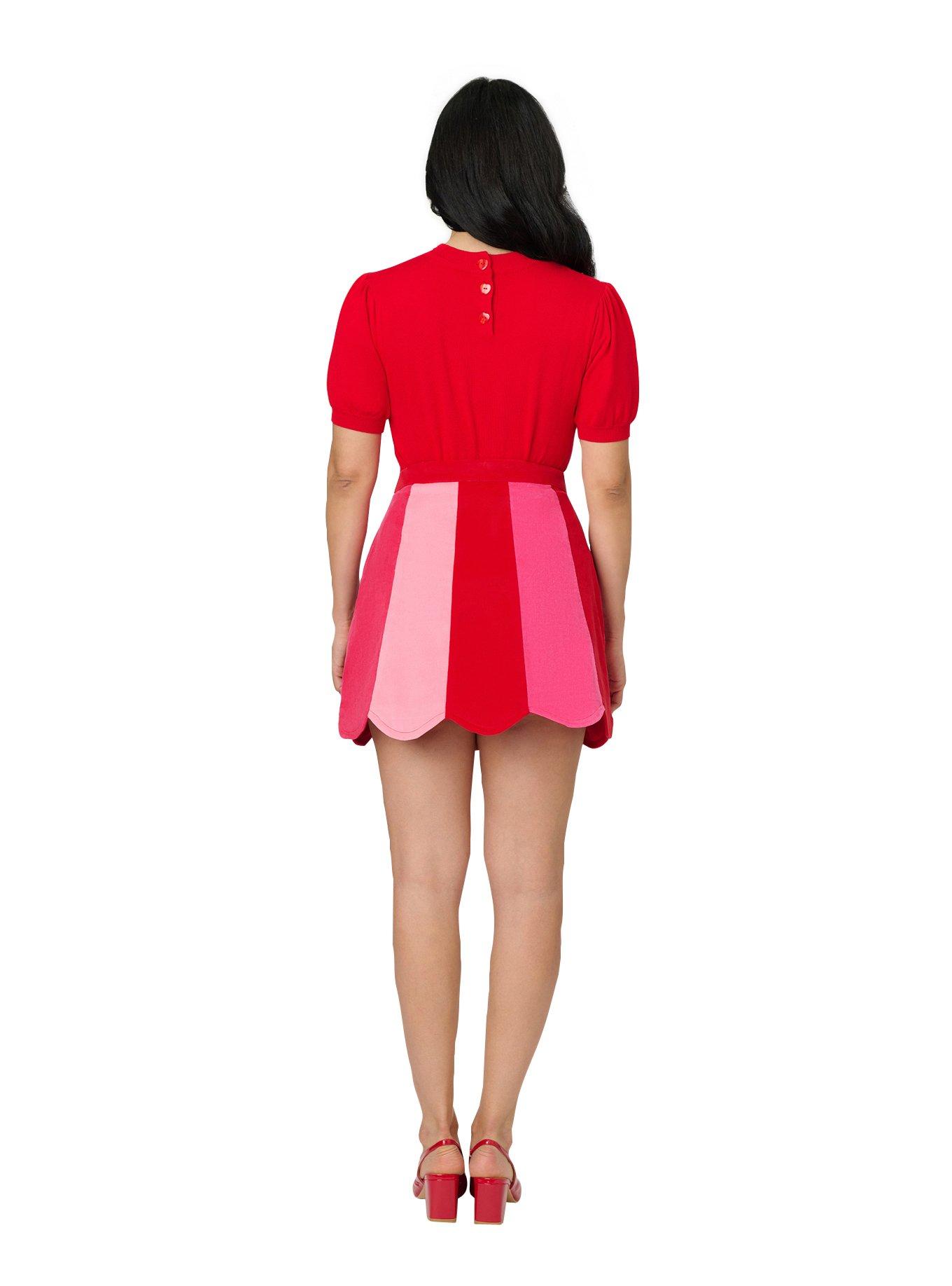 Smak Parlour Red & Pink Scalloped Mini Skirt, , hi-res