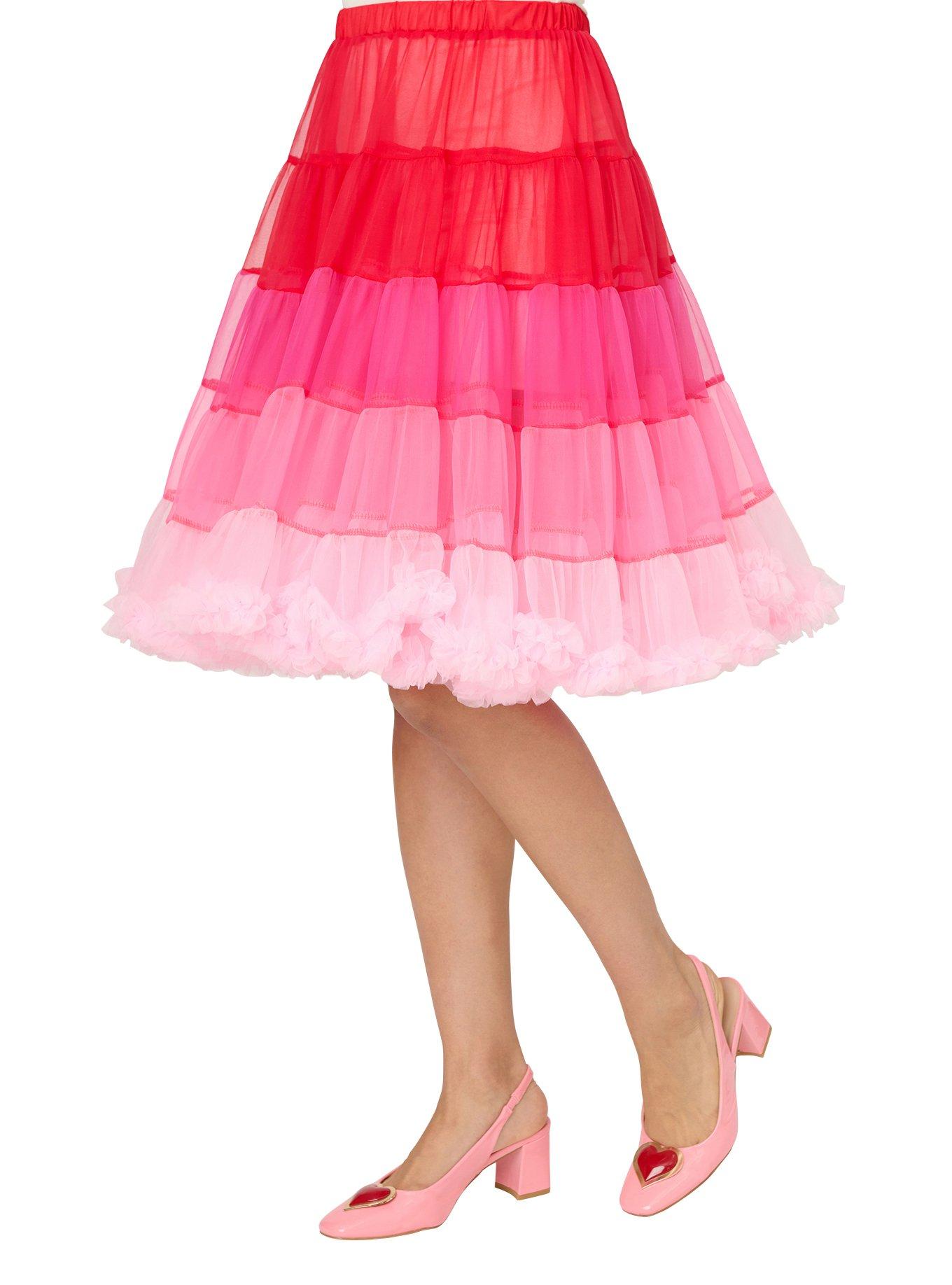 Unique Vintage Red Ombre Tiered Petticoat, , hi-res