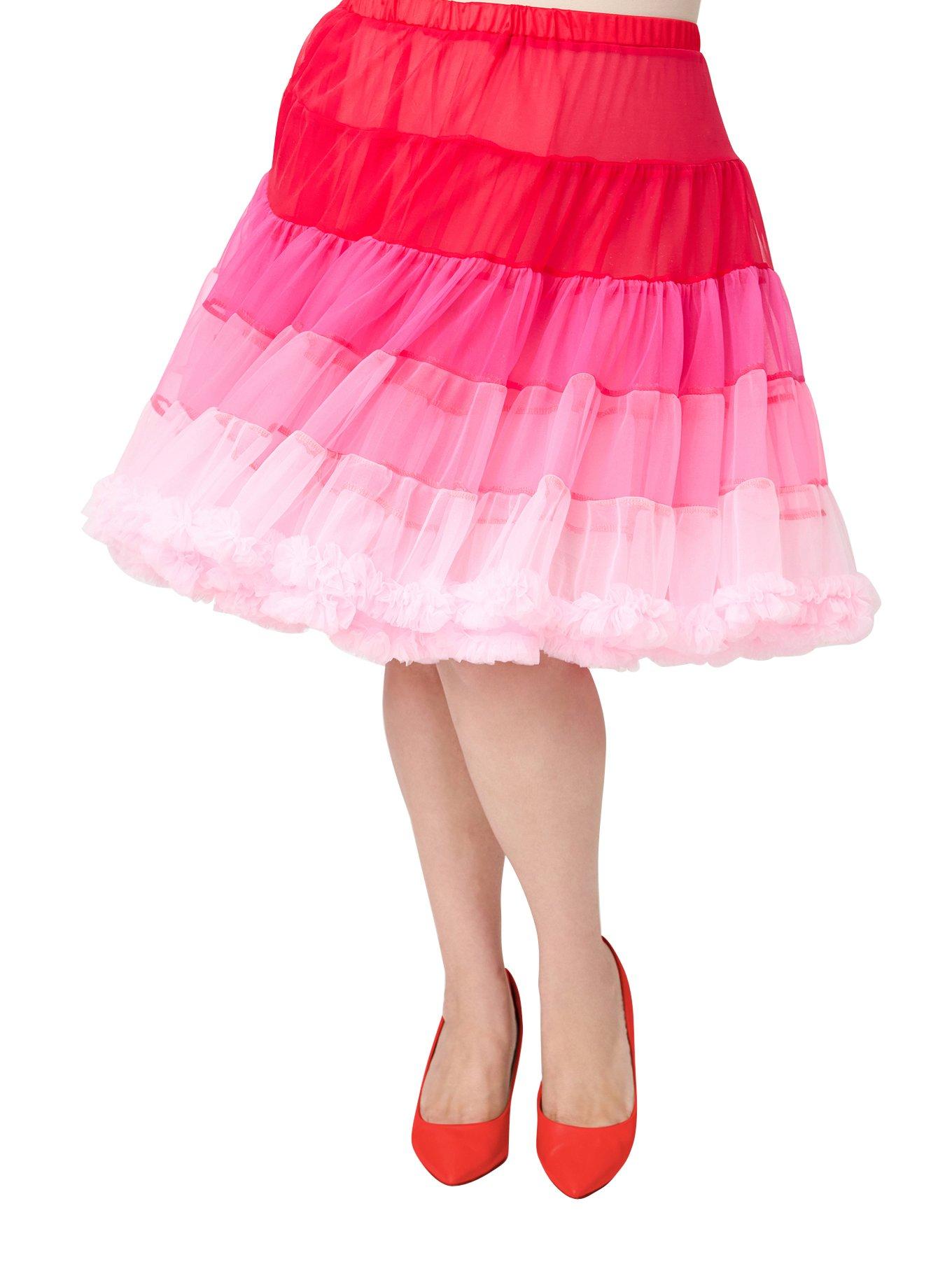 Unique Vintage Plus Size Red Ombre Tiered Petticoat, , hi-res
