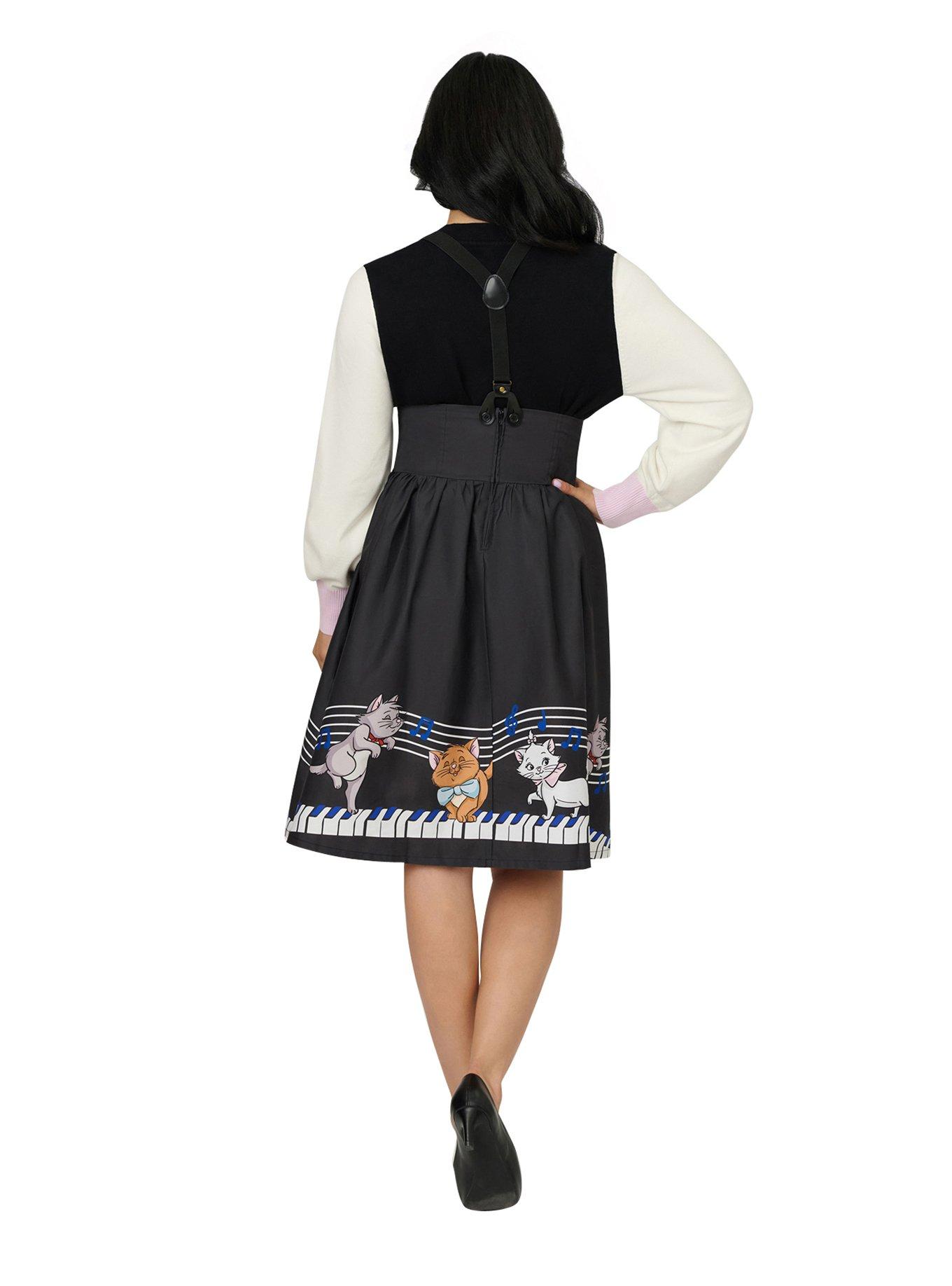 Disney Aristocats Collection by Unique Vintage Aristocats Piano Border Suspender Swing Skirt, , hi-res