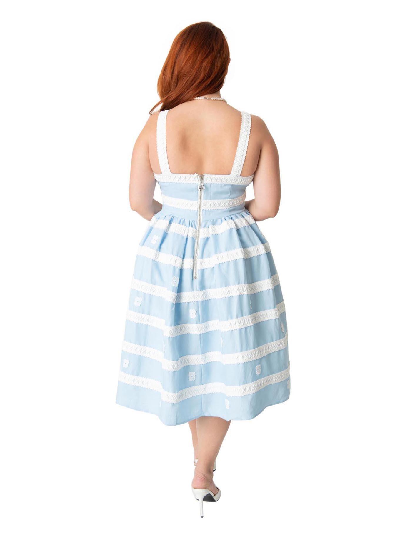 Barbie x Unique Vintage Plus Size Blue & White Suburban Shopper Sundress, , hi-res