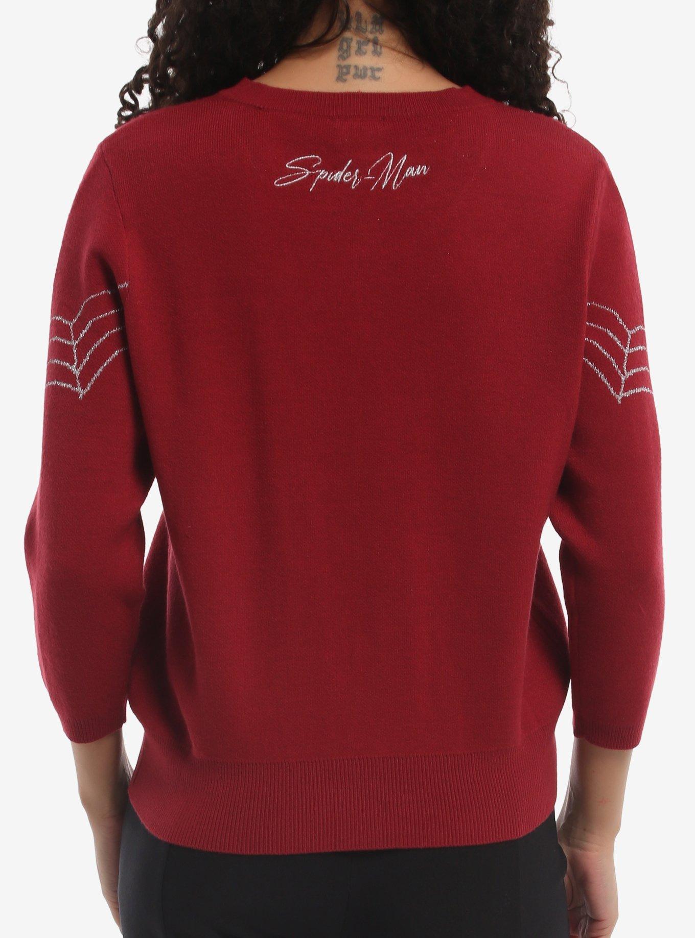 Her Universe Marvel Spider-Man Webs Three-Quarter Sleeve Cardigan Her Universe Exclusive, BURGUNDY, alternate - view 3