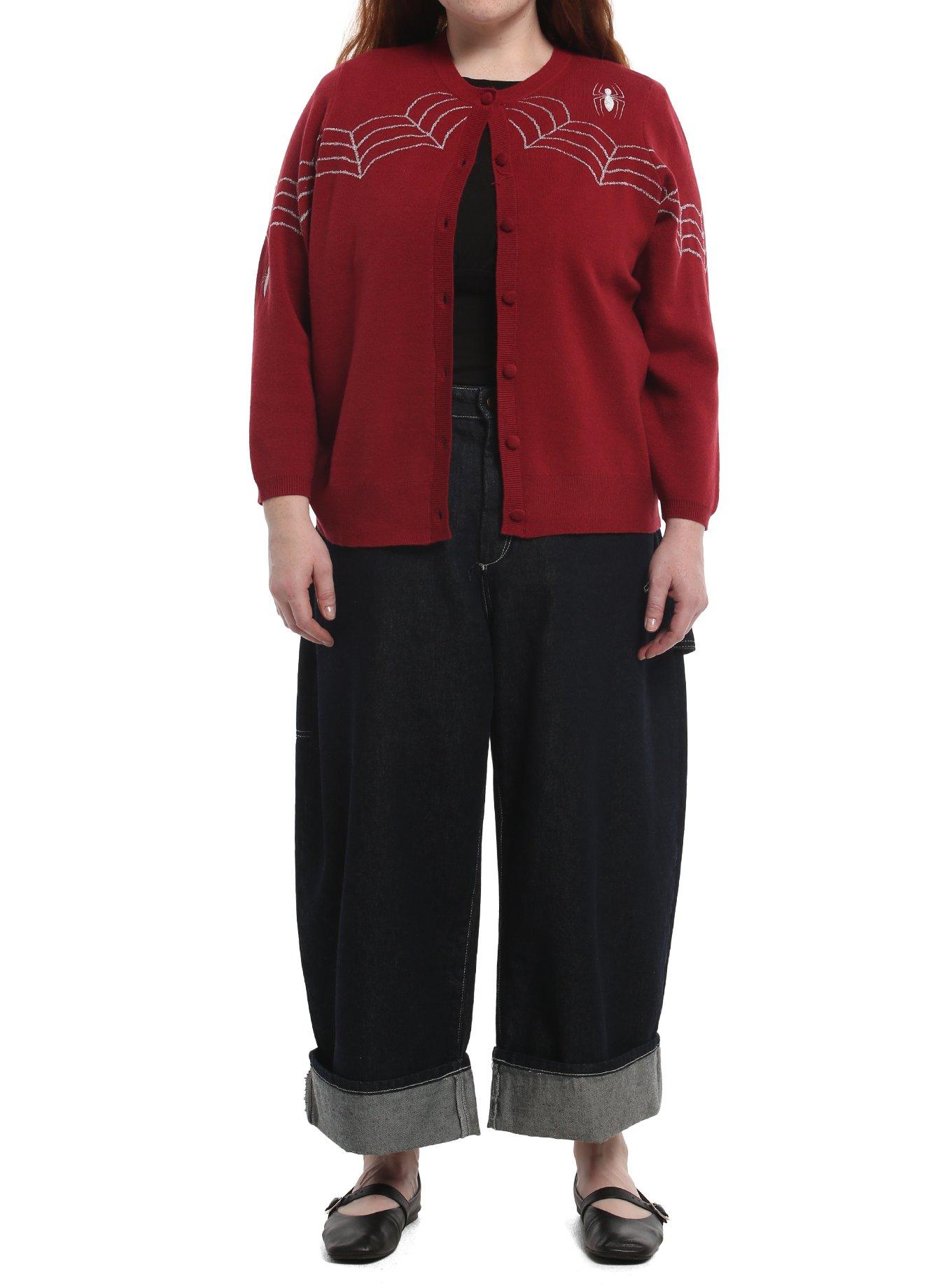 Her Universe Marvel Spider-Man Webs Three-Quarter Sleeve Plus Size Cardigan Her Universe Exclusive, , hi-res