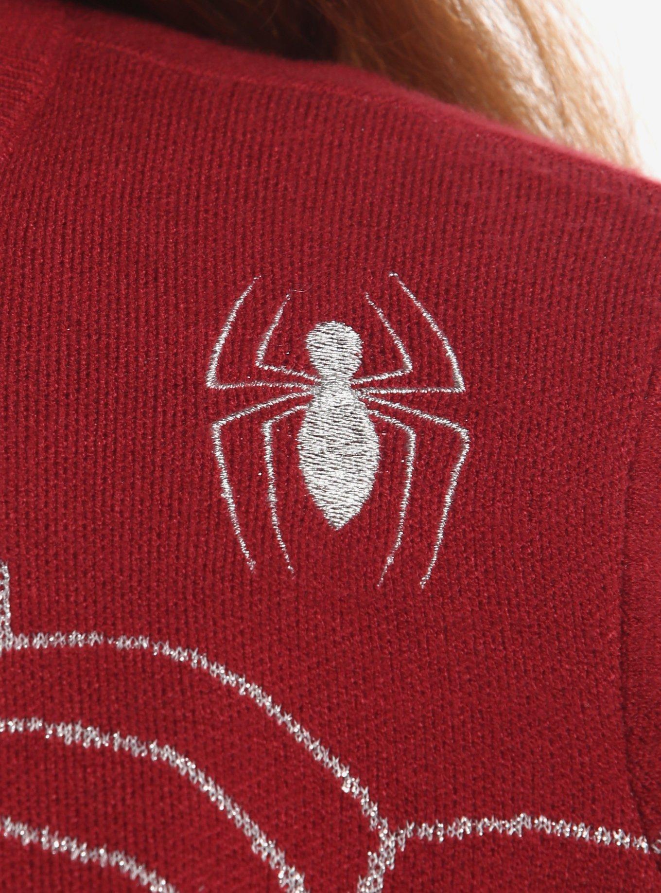 Her Universe Marvel Spider-Man Webs Three-Quarter Sleeve Plus Size Cardigan Her Universe Exclusive, BURGUNDY, alternate - view 4