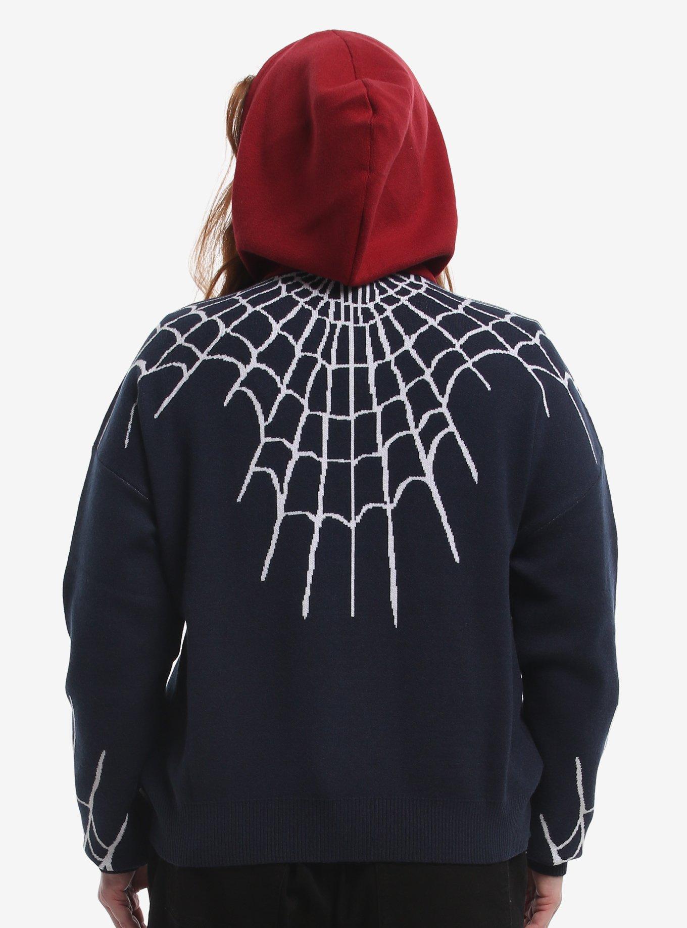 Her Universe Marvel Spider-Man Color Block Suit Knit Plus Size Zippered Hoodie Her Universe Exclusive, , hi-res