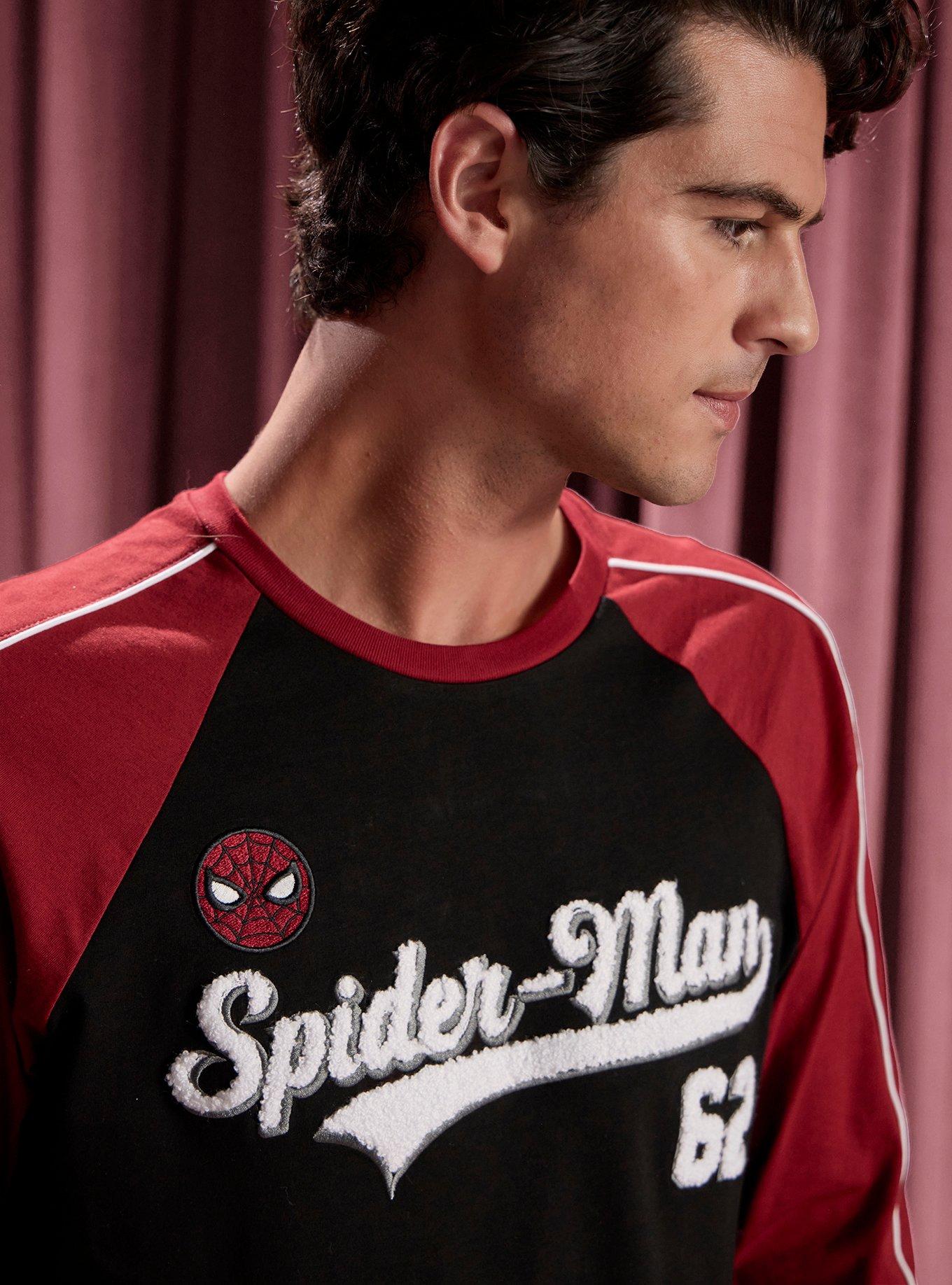 Our Universe Marvel Spider-Man Raglan Jersey T-Shirt Our Universe Exclusive, BURGUNDY  BLACK, alternate - view 4