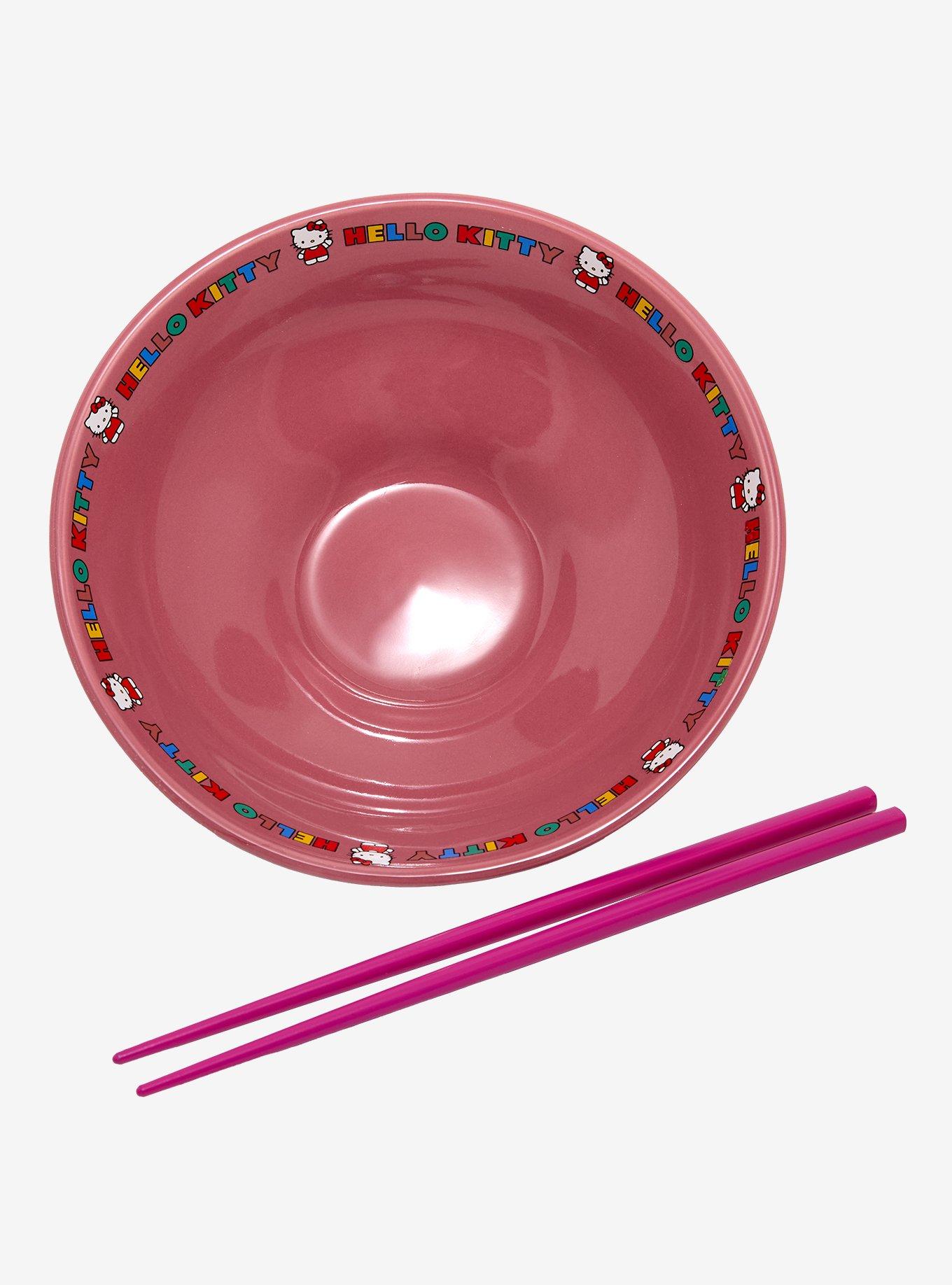 Sanrio Hello Kitty Polka Dot Wide Ramen Bowl with Chopsticks, , hi-res