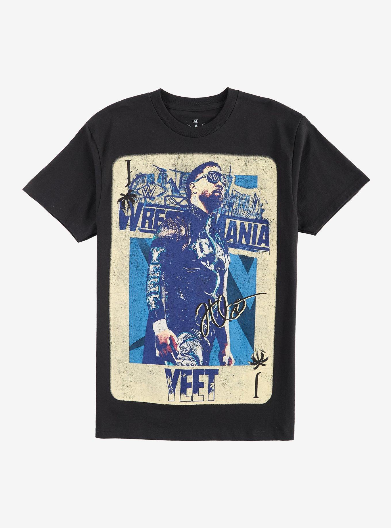 WWE Jey Uso WrestleMania Card T-Shirt, BLACK, alternate