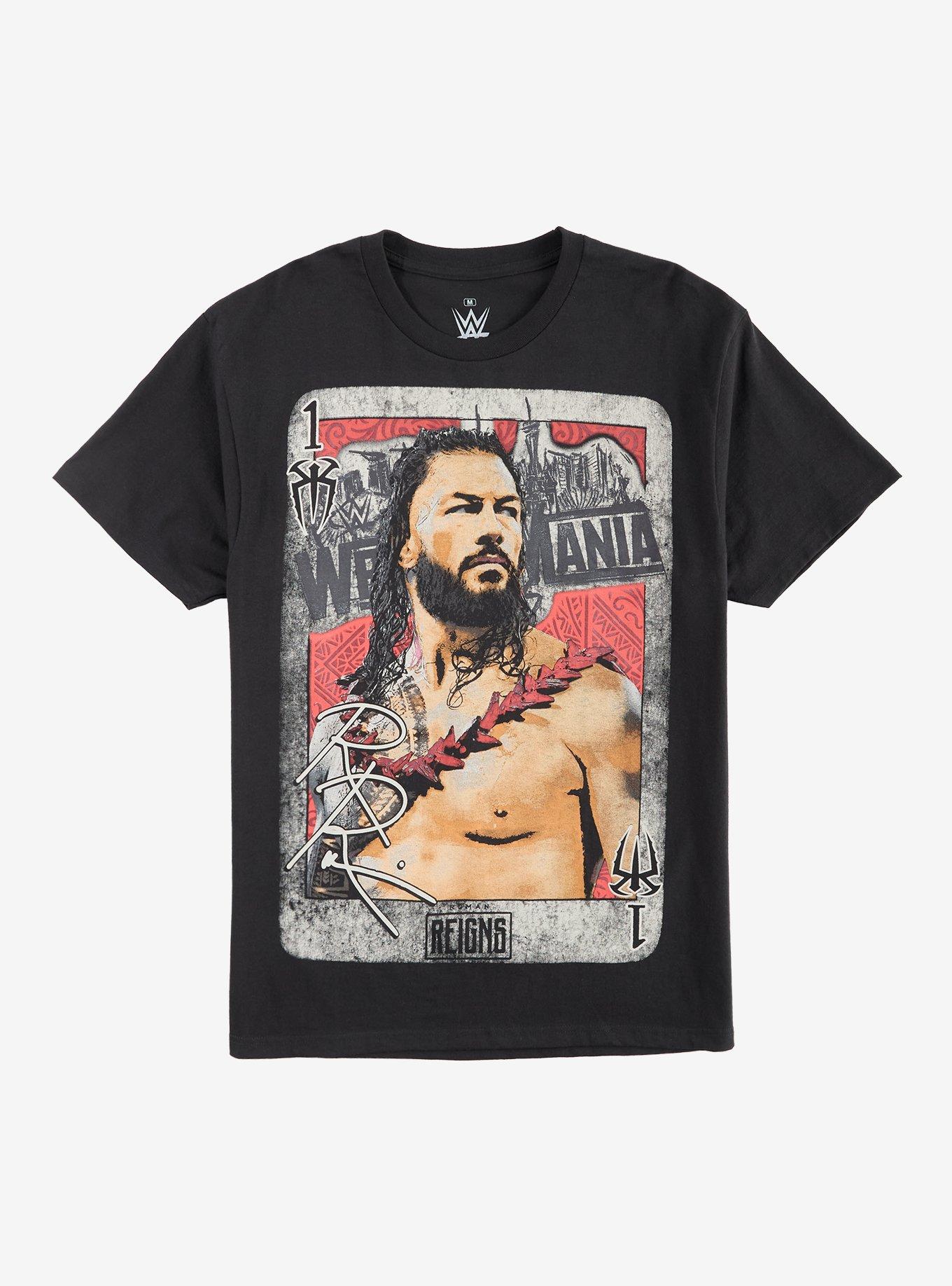 WWE Roman Reigns WrestleMania Card T-Shirt, BLACK, alternate