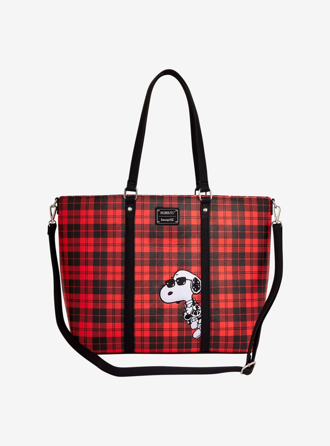 Loungefly Peanuts Snoopy Plaid Punk Tote Bag, , alternate - view 3