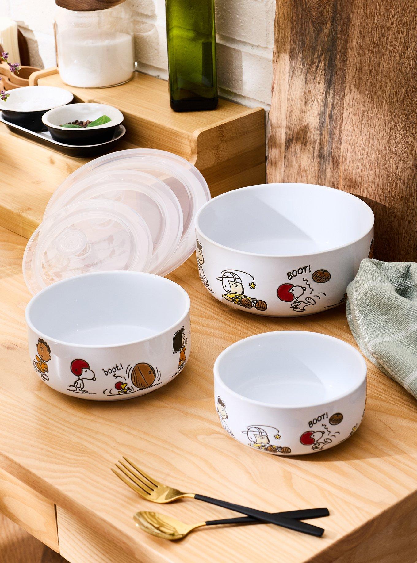 Peanuts Football Scenes Ceramic Bowl & Lid Set, , alternate - view 3