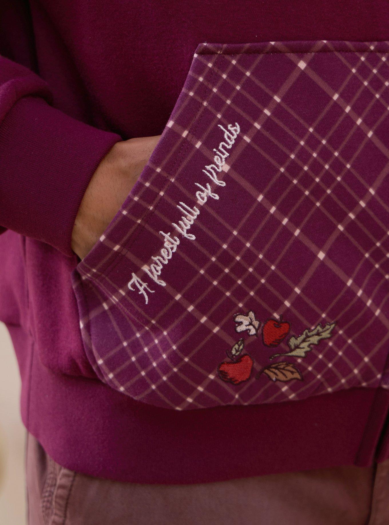 Disney Winnie the Pooh Hundred Acre Wood Plaid Zippered Hoodie - BoxLunch Exclusive, DARK RED, alternate - view 5