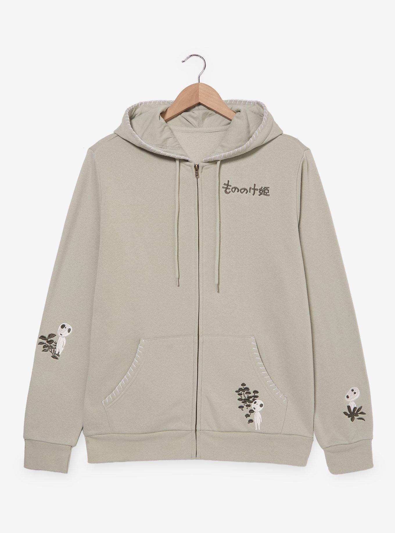 Studio Ghibli&reg; Princess Mononoke Embroidered Kodama Tonal Zippered Hoodie - BoxLunch Exclusive, GREEN, alternate - view 3