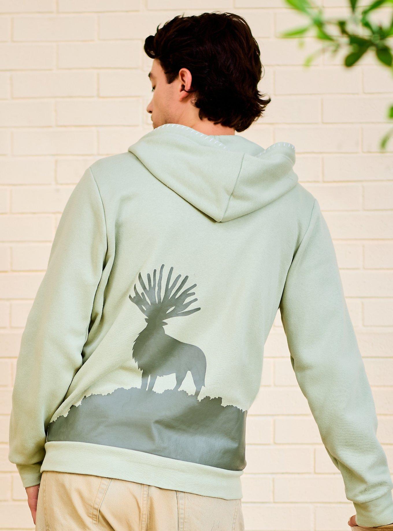 Studio Ghibli&reg; Princess Mononoke Embroidered Kodama Tonal Zippered Hoodie - BoxLunch Exclusive, GREEN, alternate - view 4