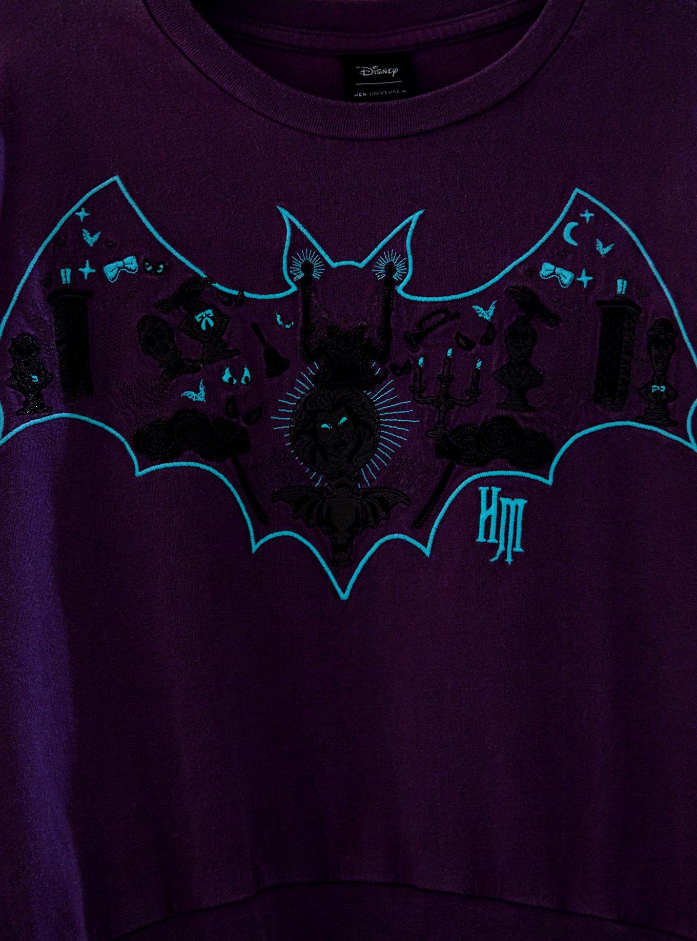Her Universe Disney The Haunted Mansion Glow-in-the-Dark Bat Embroidered Icons Long Sleeve T-Shirt Her Universe Exclusive, , hi-res