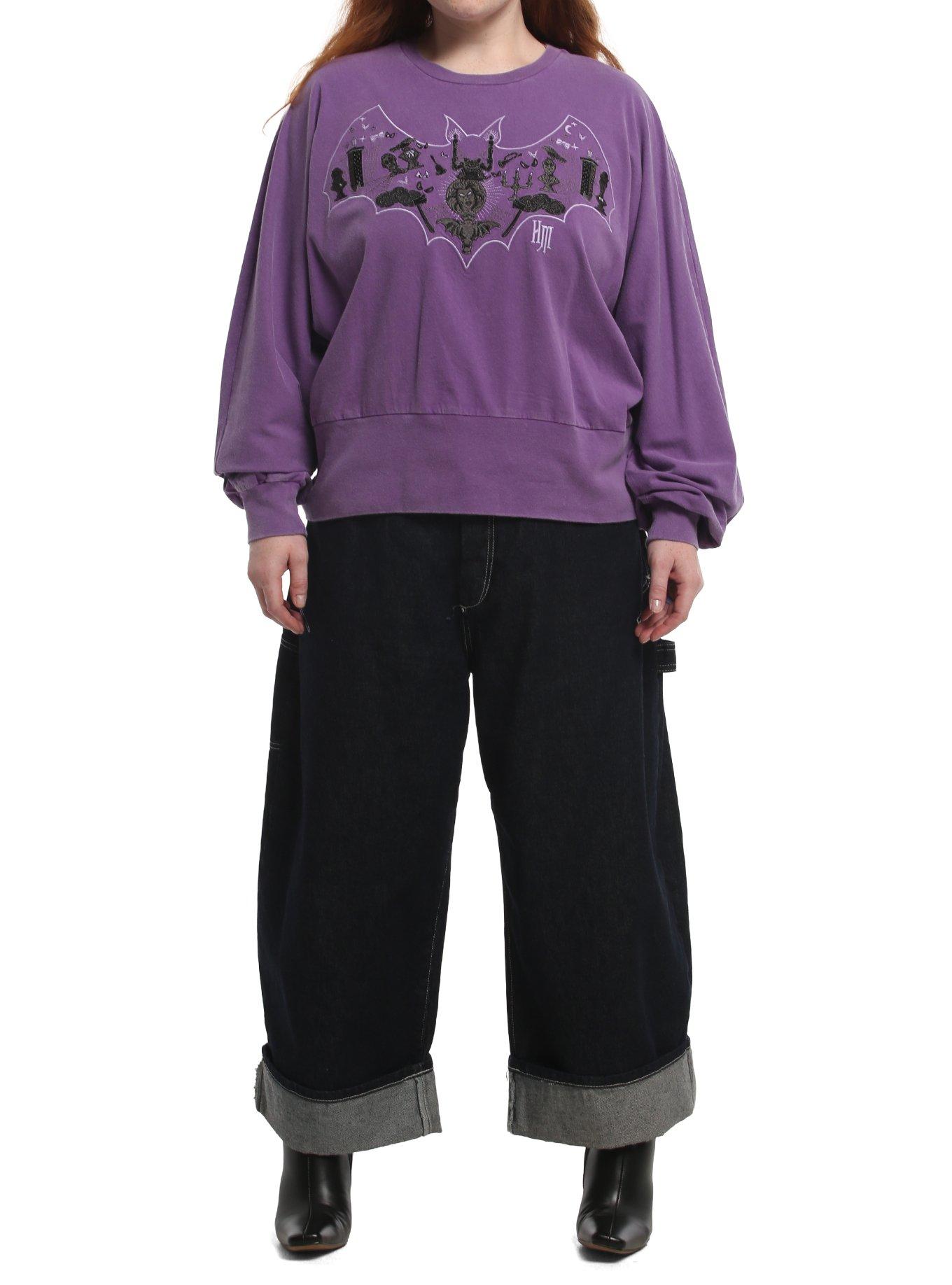 Her Universe Disney The Haunted Mansion Glow-in-the-Dark Bat Embroidered Icons Plus Size Long Sleeve T-Shirt Her Universe Exclusive, , hi-res