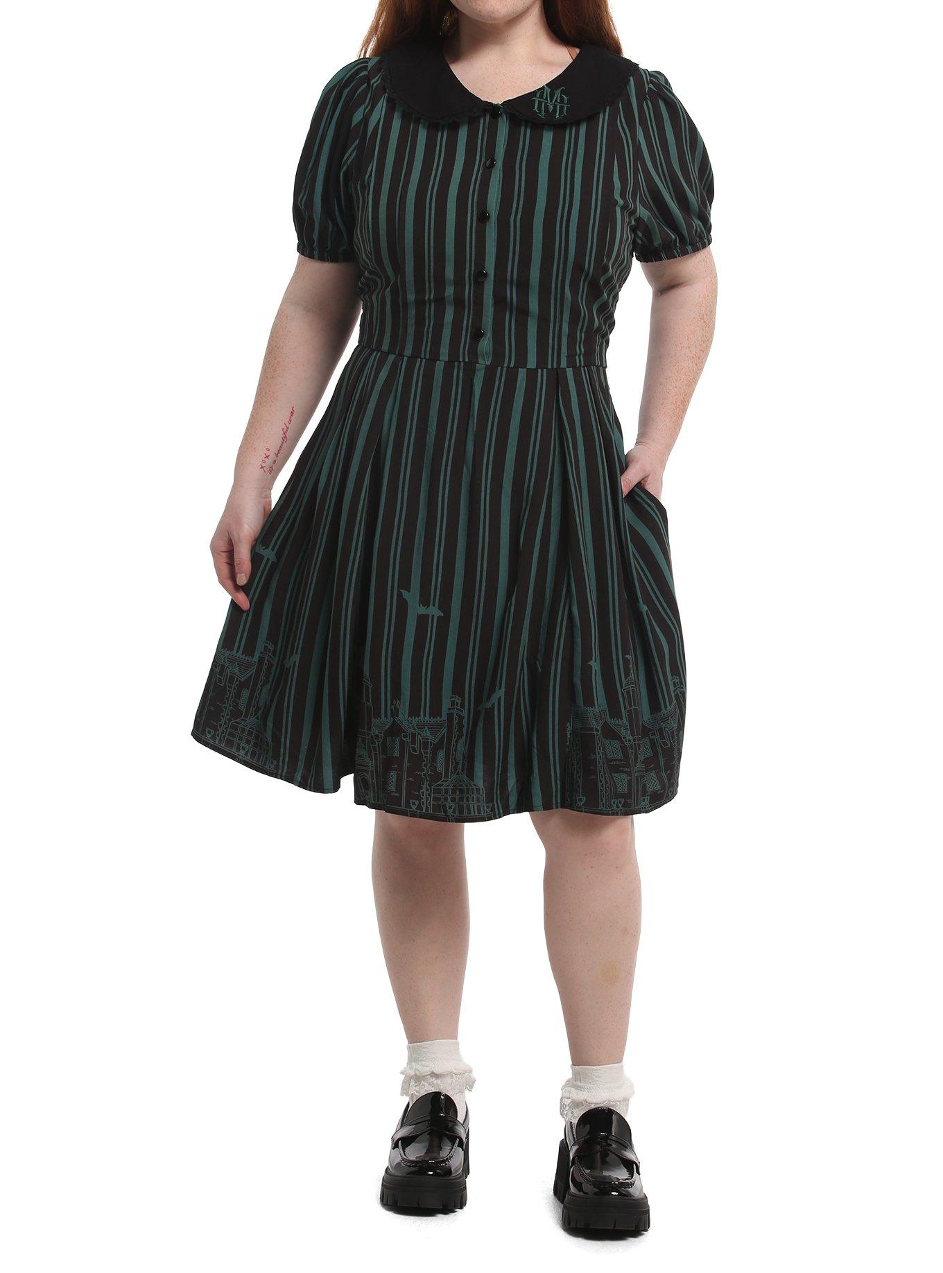 Her Universe Disney Haunted Mansion Striped Plus Size Puff Sleeve Dress Her Universe Exclusive, , hi-res