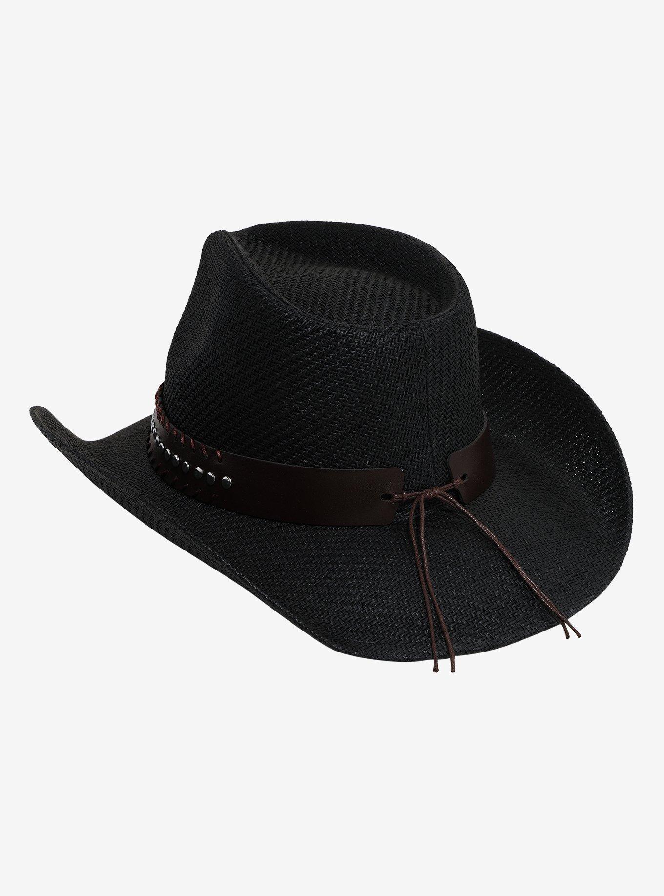 Black Western Straw Hat, , hi-res