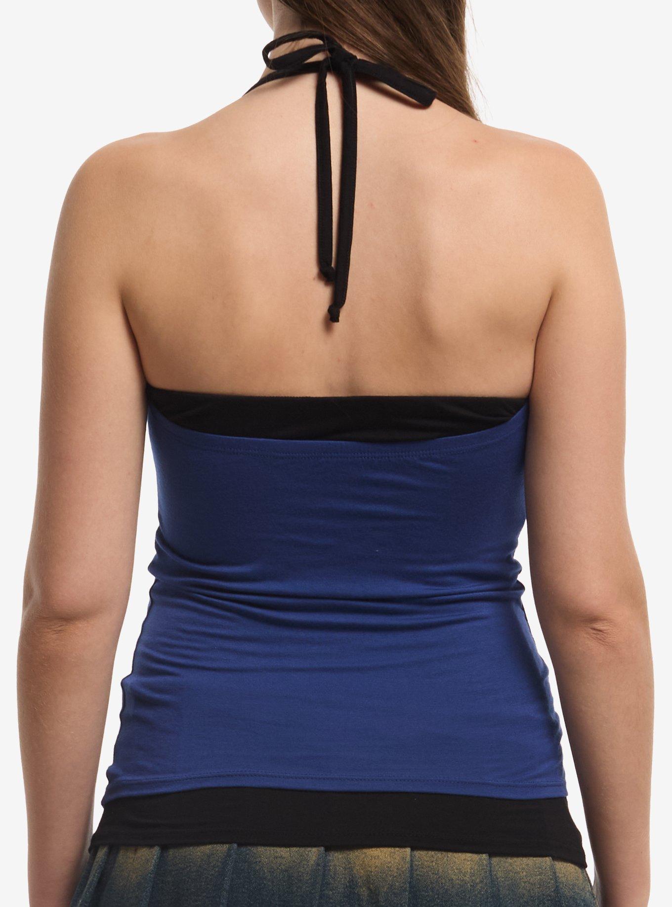 Social Collision Blue Filigree Wing Girls Layered Halter Top, MULTI, alternate - view 3