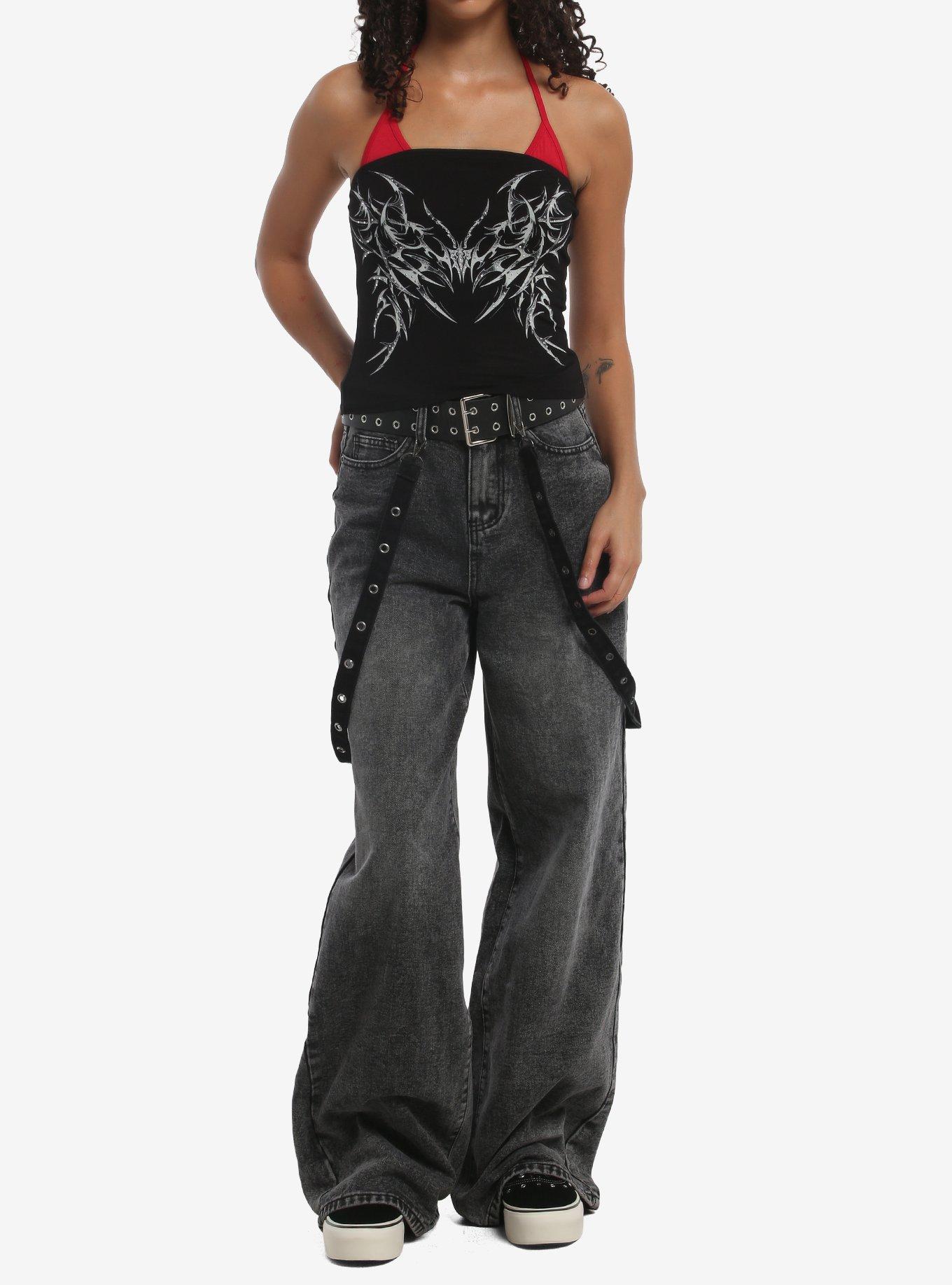 Social Collision Cyber Rhinestone Girls Twofer Halter Top, , hi-res