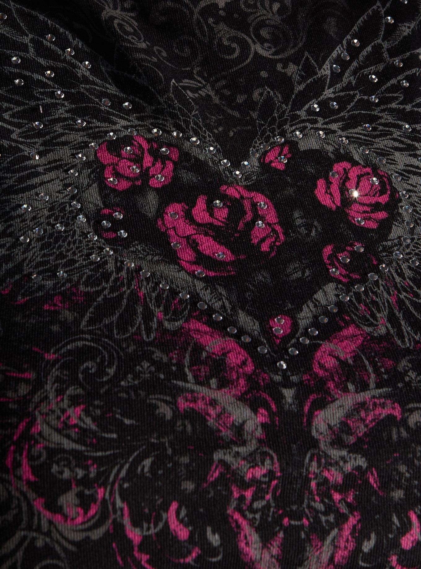 Social Collision Winged Heart Rose Rhinestone Girls Tank Top, MULTI, alternate - view 4