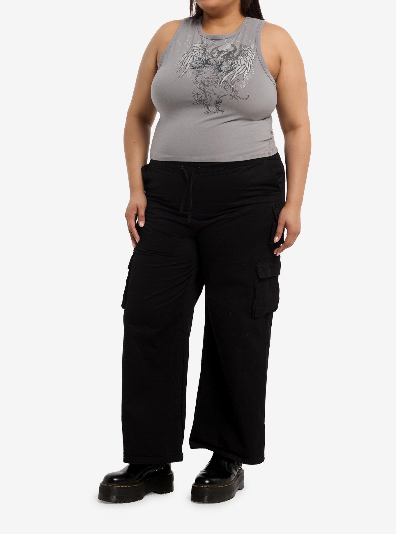 Social Collision Winged Skull Roses Girls Tank Top Plus Size, , hi-res