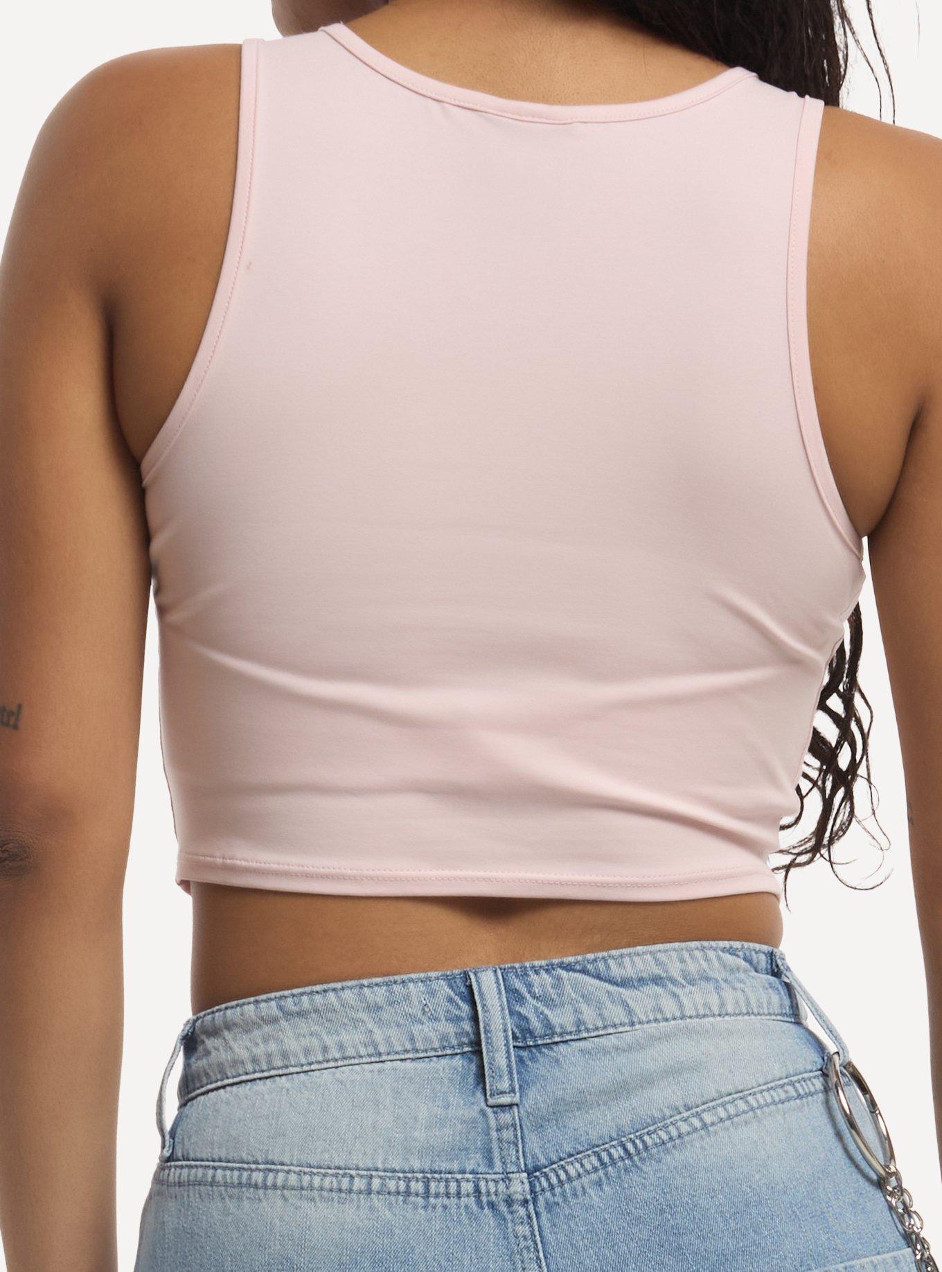 Social Collision Pink Skull Filigree Crop Girls Tank Top, MULTI, alternate - view 3
