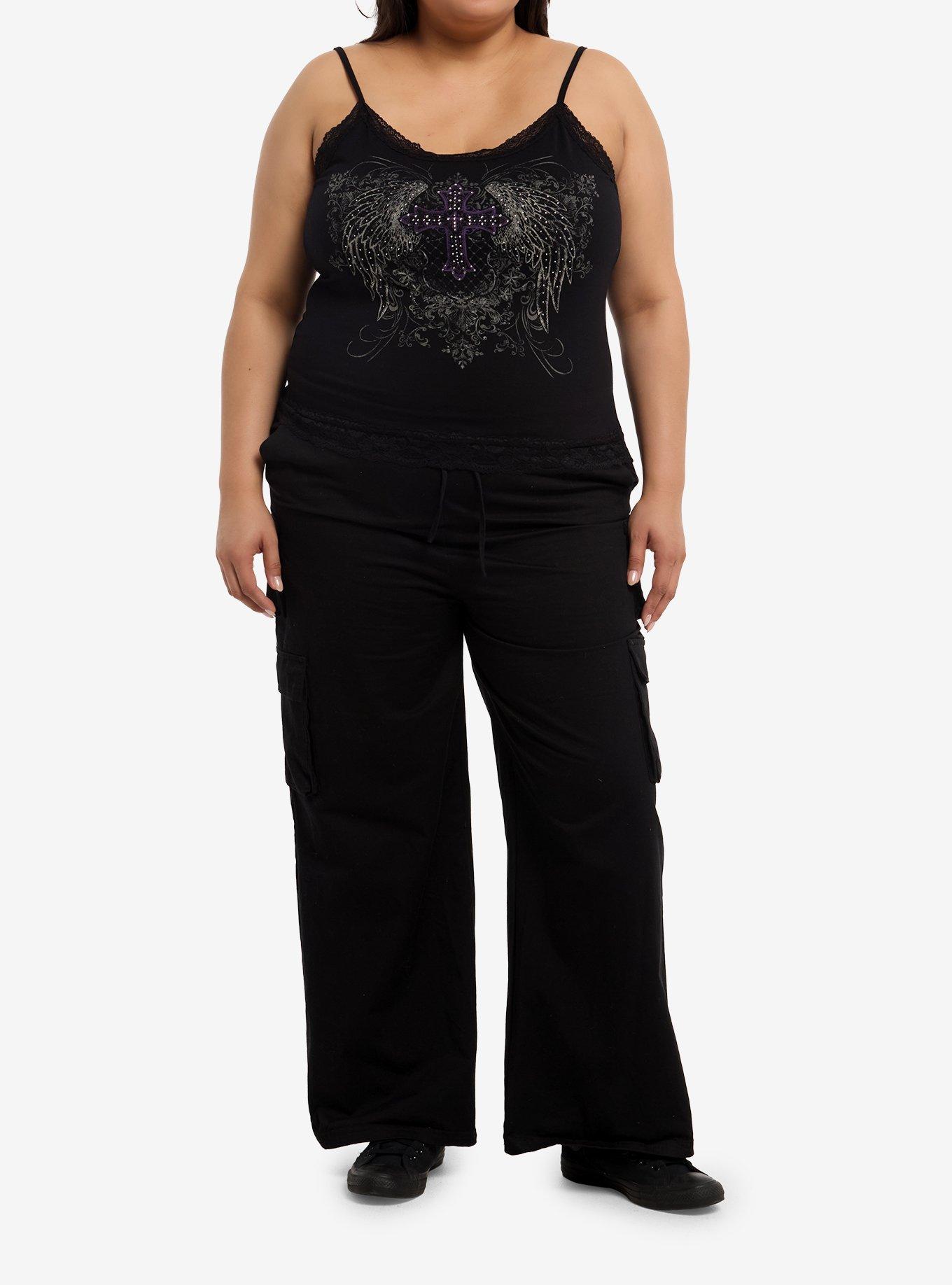 Social Collision Rhinestone Winged Cross Girls Cami Plus Size, , hi-res