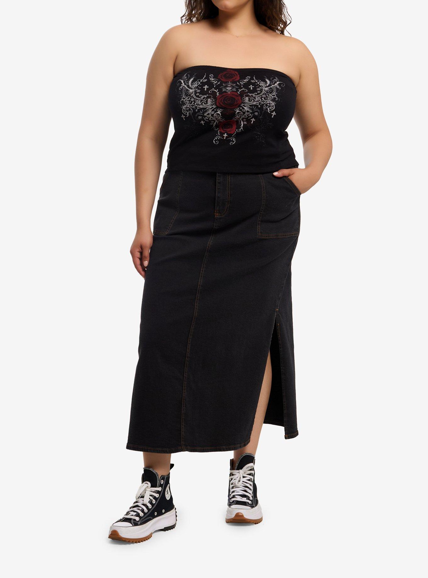 Social Collision Rose Filigree Girls Tube Top Plus Size, , hi-res