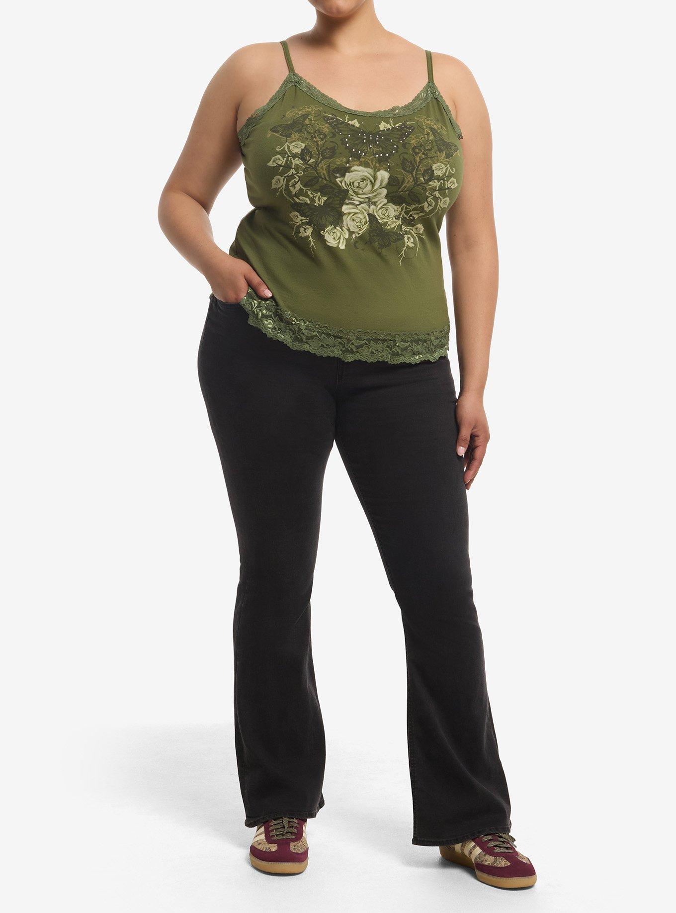 Thorn & Fable Rose Butterfly Lace Girls Cami Plus Size, , hi-res