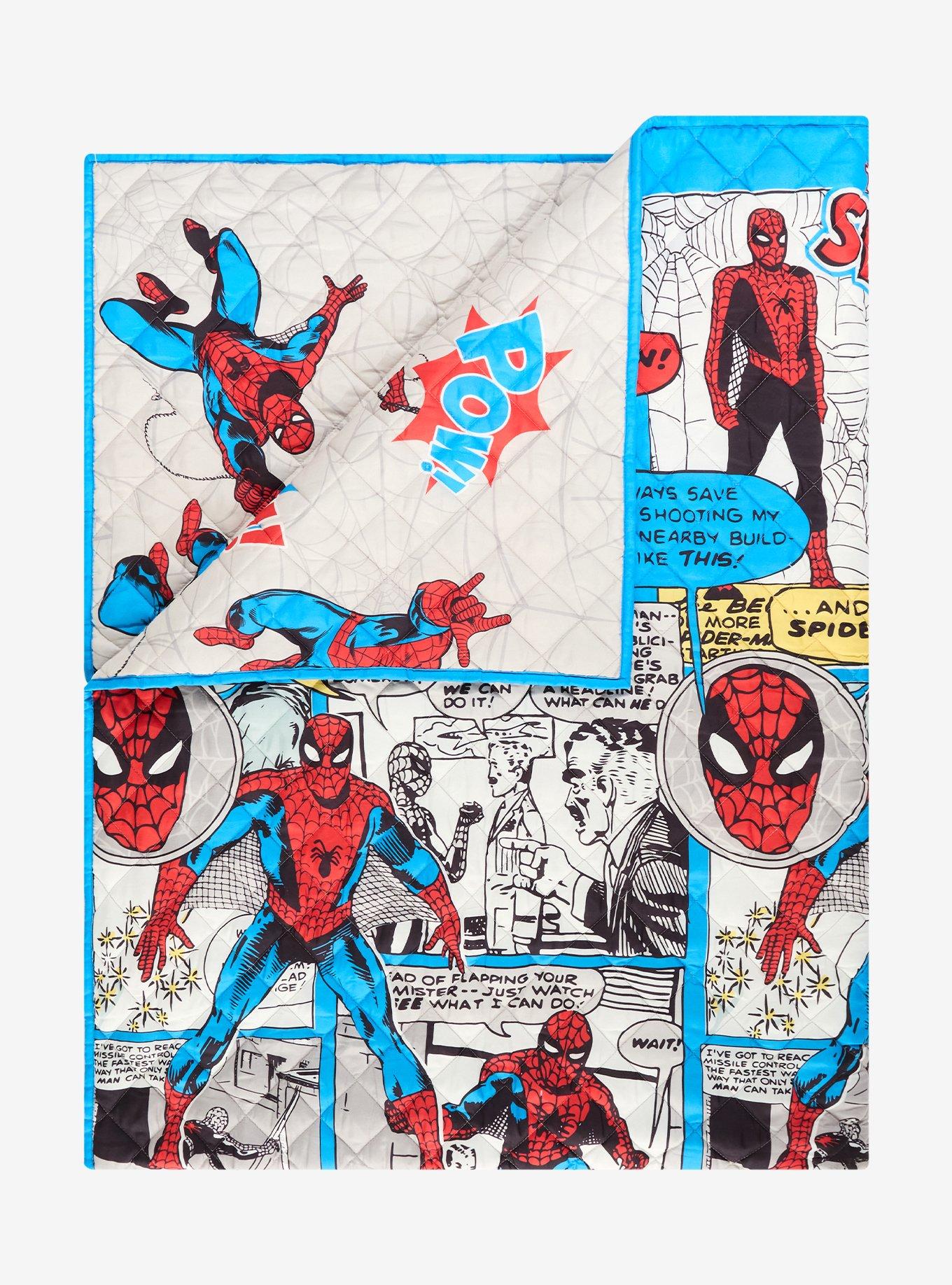 Marvel Spider-Man Retro Quilted Blanket &mdash; BoxLunch Exclusive, , hi-res